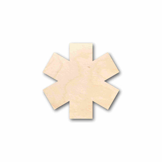 Unfinished Wood EMS Medical Life Star Badge Silhouette - Craft- up to 46" DIY