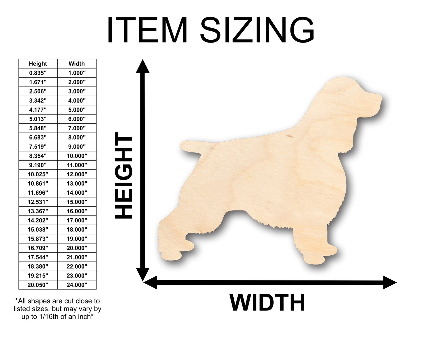 Unfinished Wood English Springer Spaniel Dog Shape - Craft - up to 46" DIY