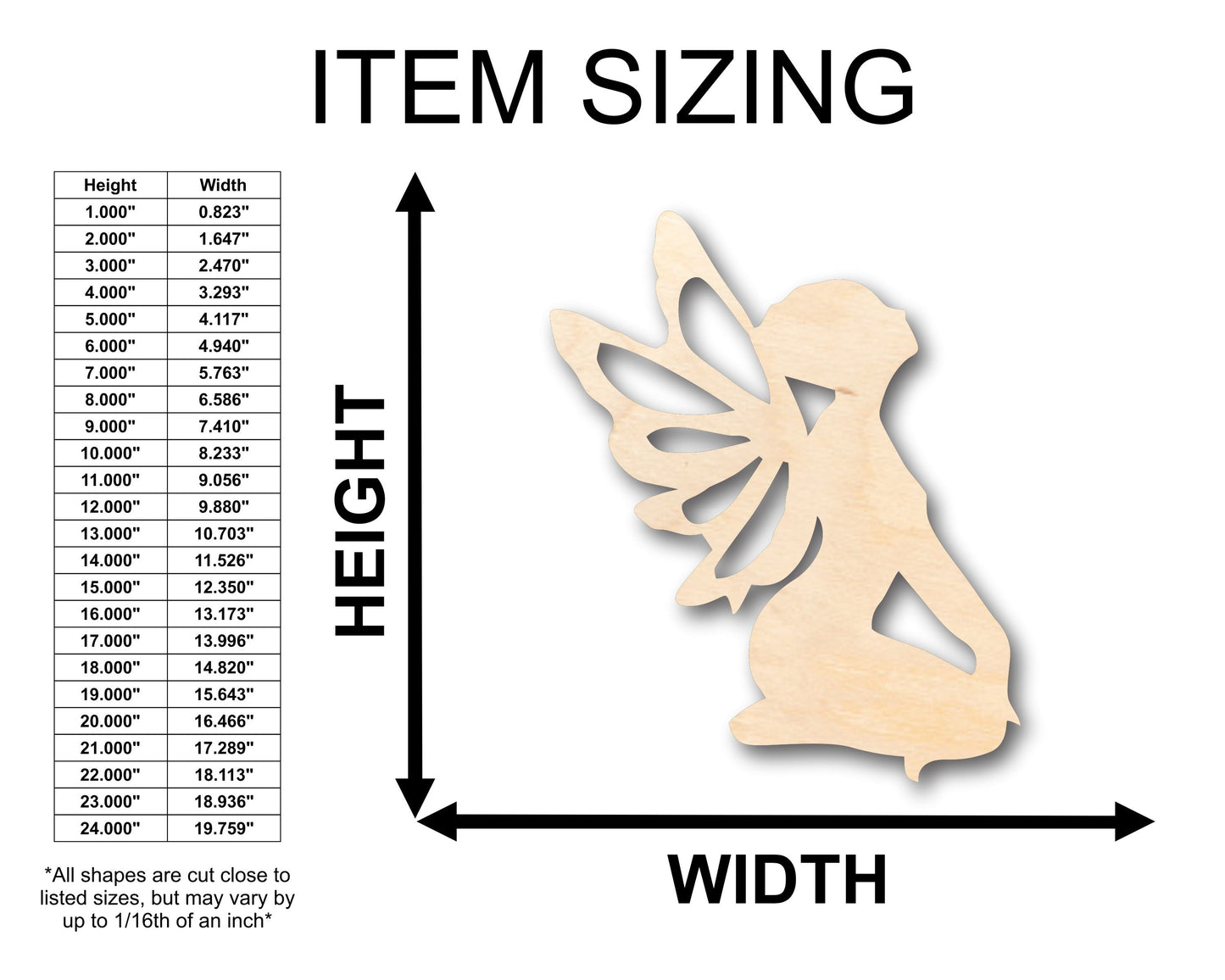 Unfinished Wood Fairy Shape - Craft - up to 46" DIY