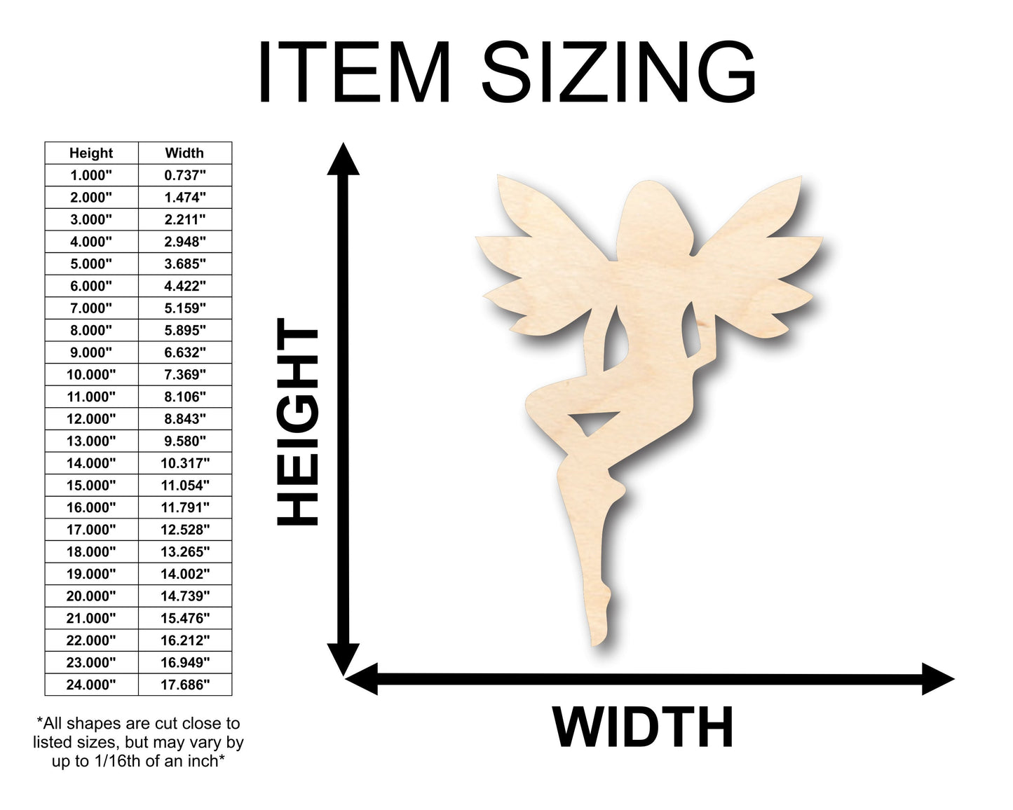 Unfinished Wood Fairy Shape - Craft - up to 46" DIY