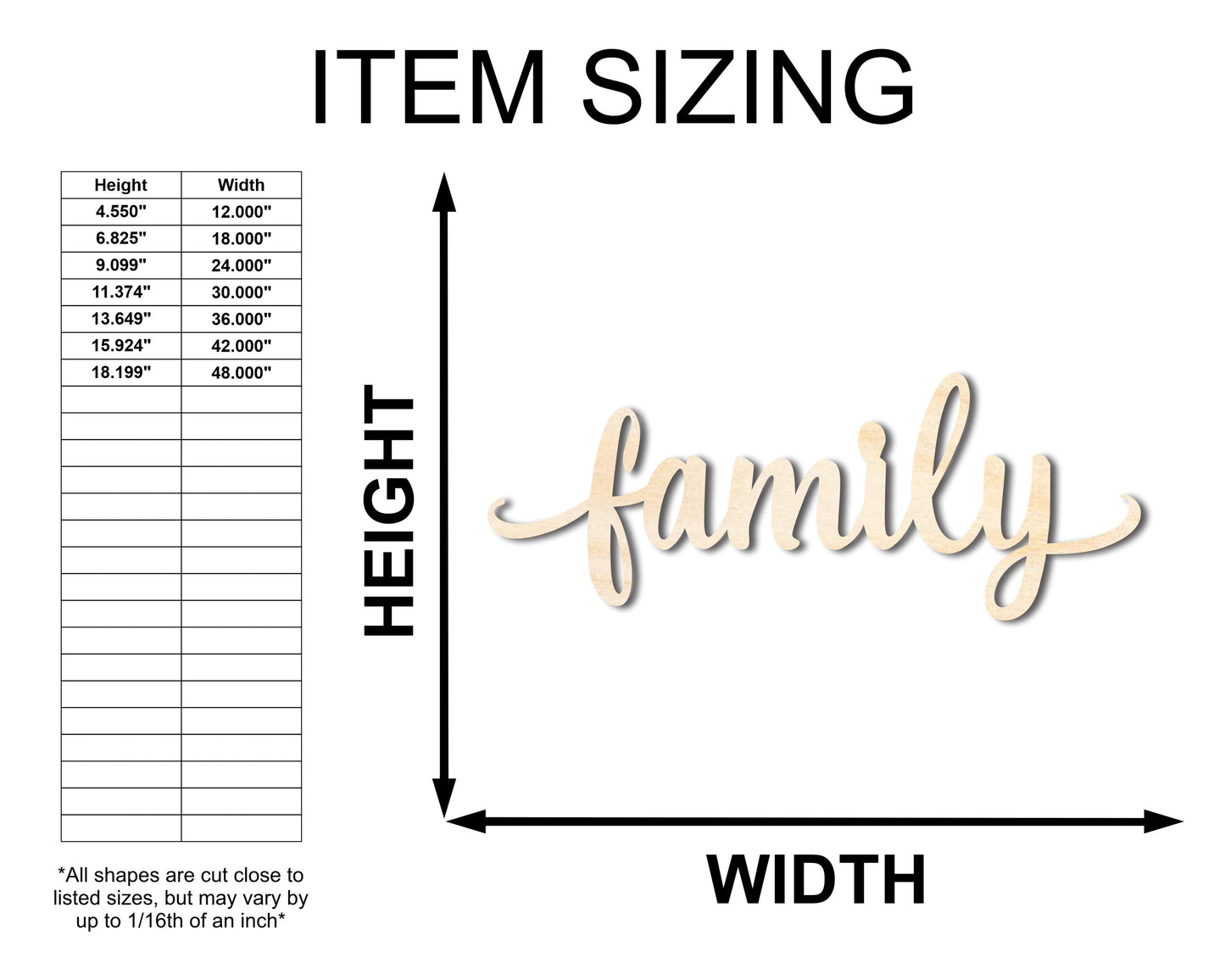 Unfinished Wood Family Shape - Word Craft - up to 46"