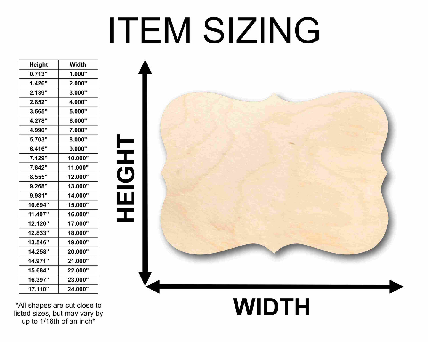 Unfinished Wood Fancy Award Craft Plaque Silhouette - Craft- up to 46" DIY