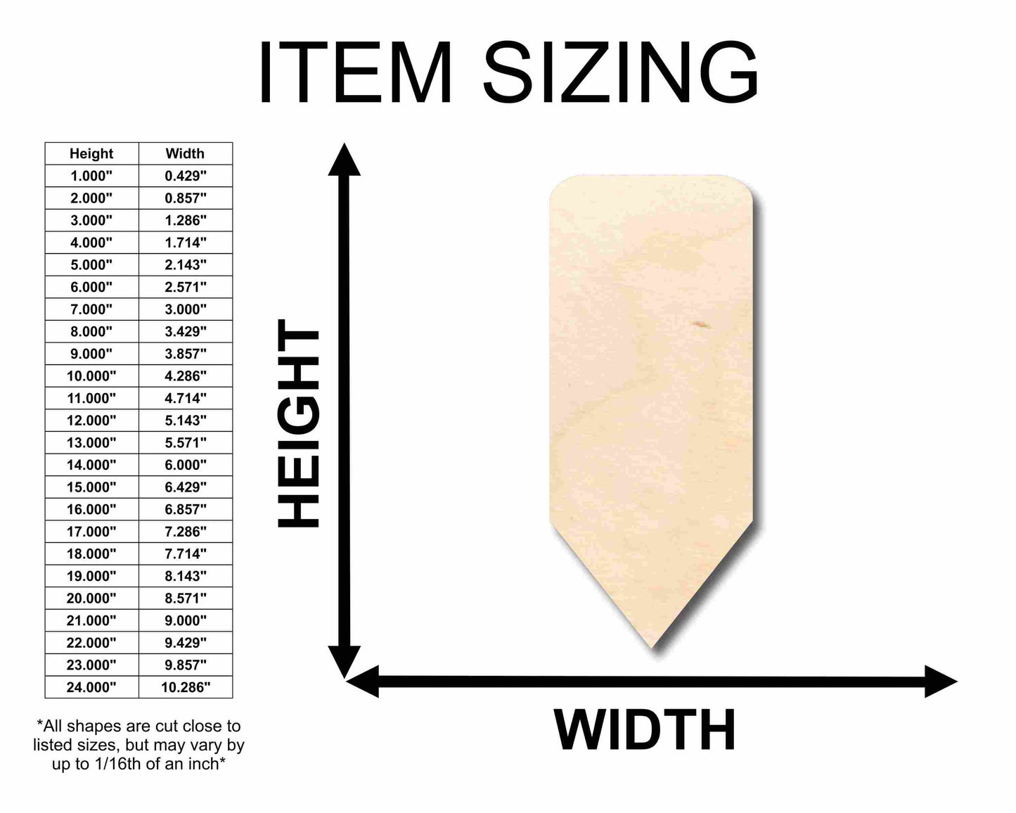 Unfinished Wood Fat Pencil Silhouette - Craft- up to 46" DIY