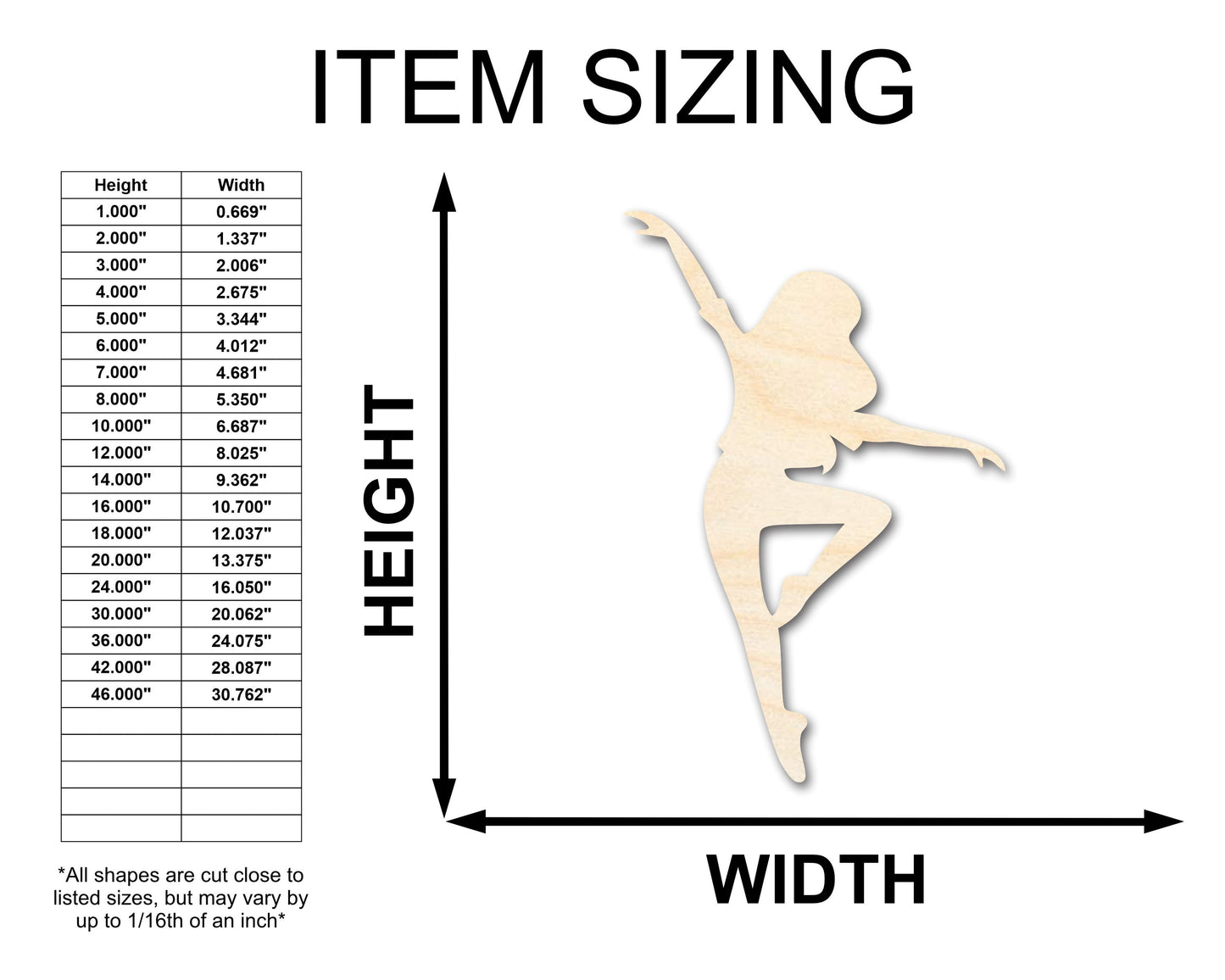 Unfinished Wood Dancer Shape - Dance Craft - up to 46" DIY