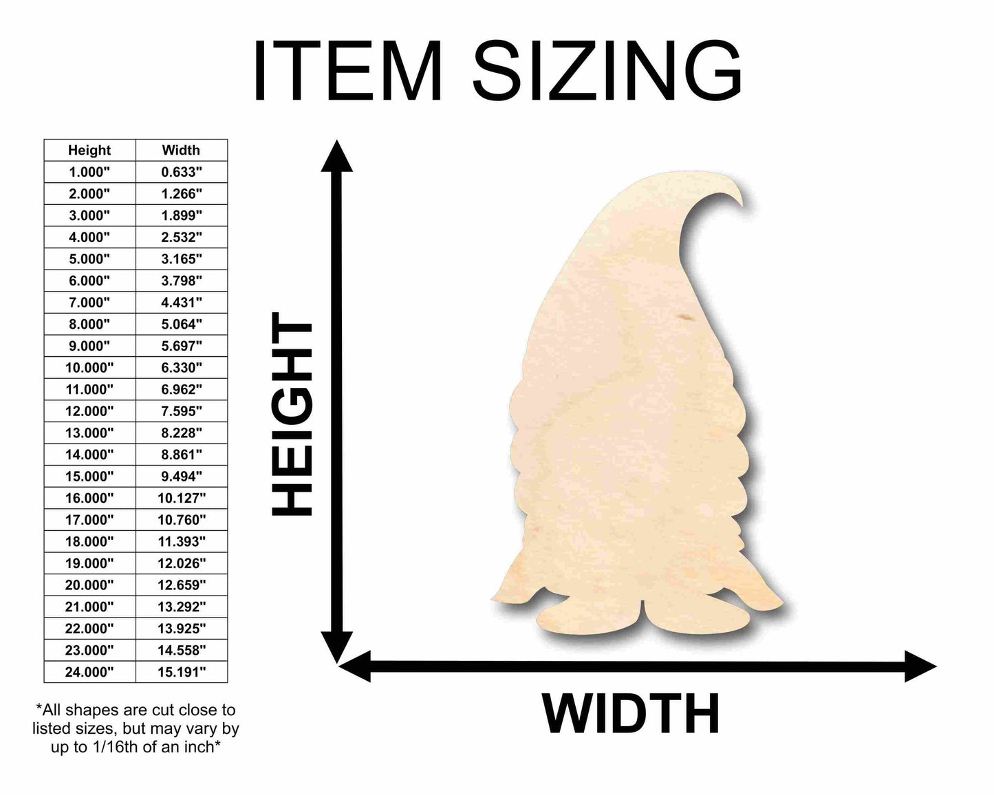 Unfinished Wood Female Gnome Silhouette - Craft- up to 46" DIY