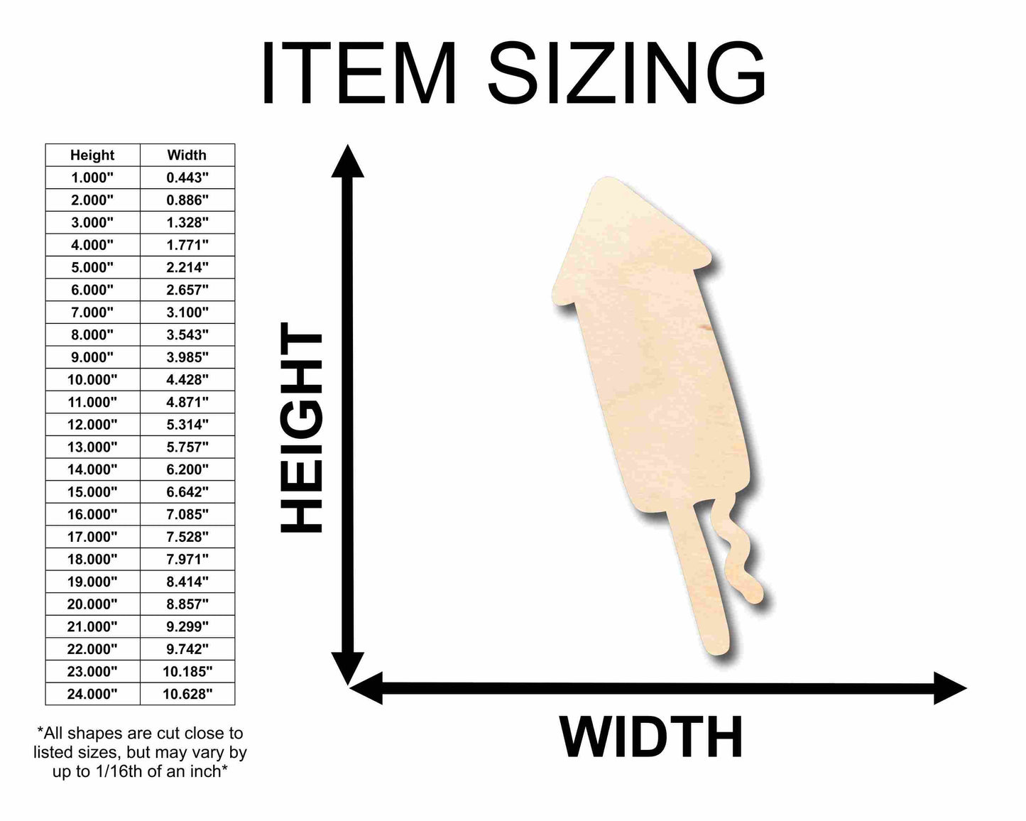 Unfinished Wood Firecracker Silhouette - Craft- up to 46" DIY