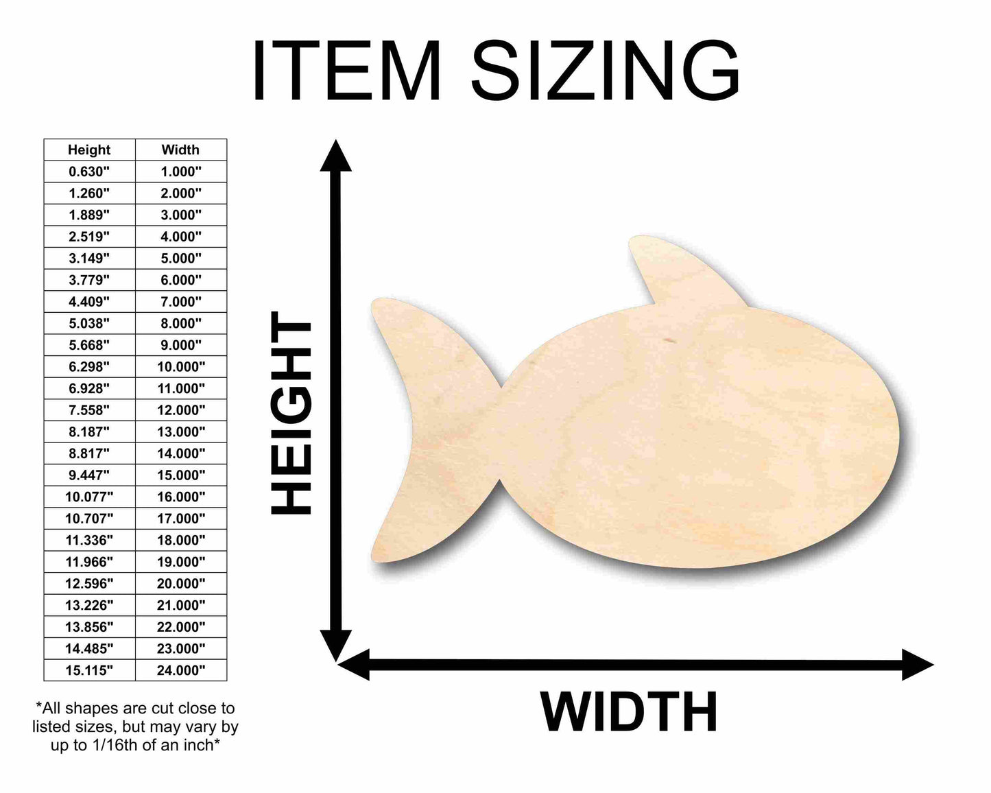 Unfinished Wood Fish Shape Silhouette - Craft- up to 46" DIY