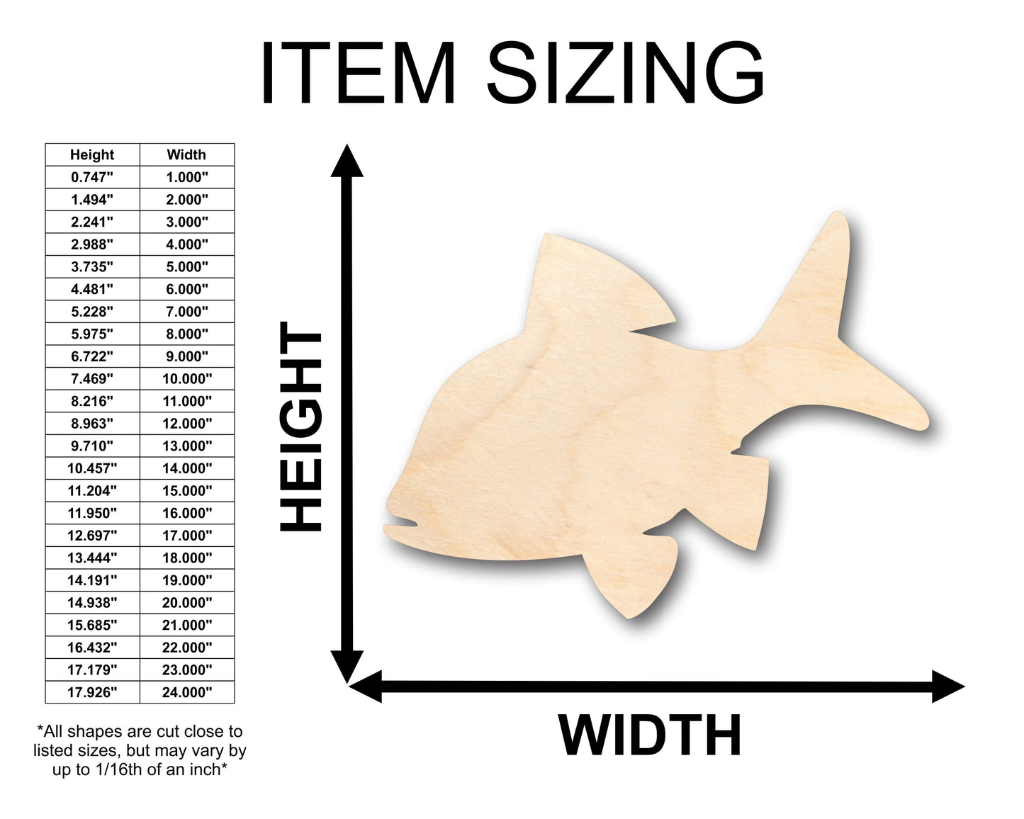 Unfinished Wood Fish Shape - Craft - up to 46" DIY