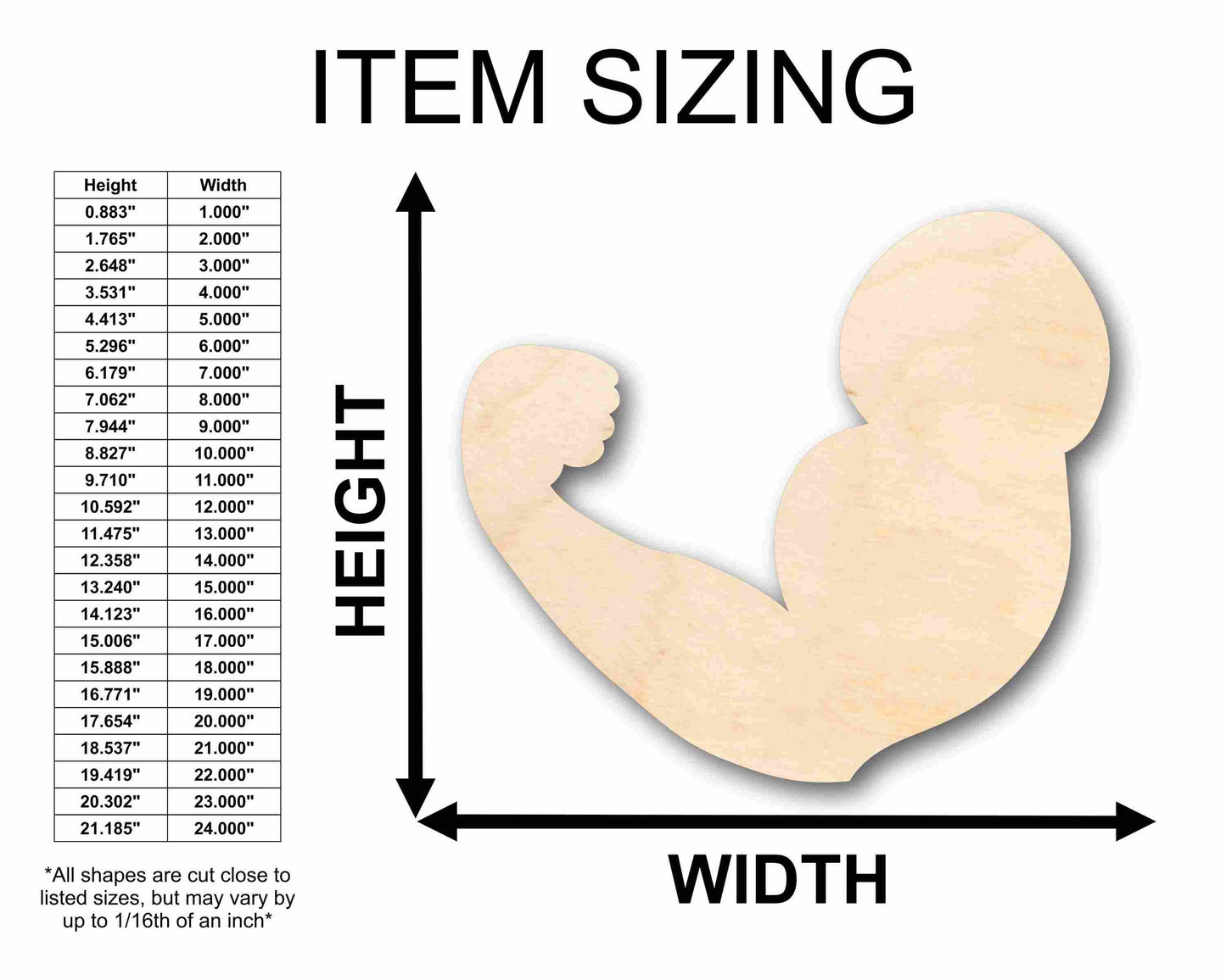 Unfinished Wood Flexing Arm Silhouette - Craft- up to 46" DIY