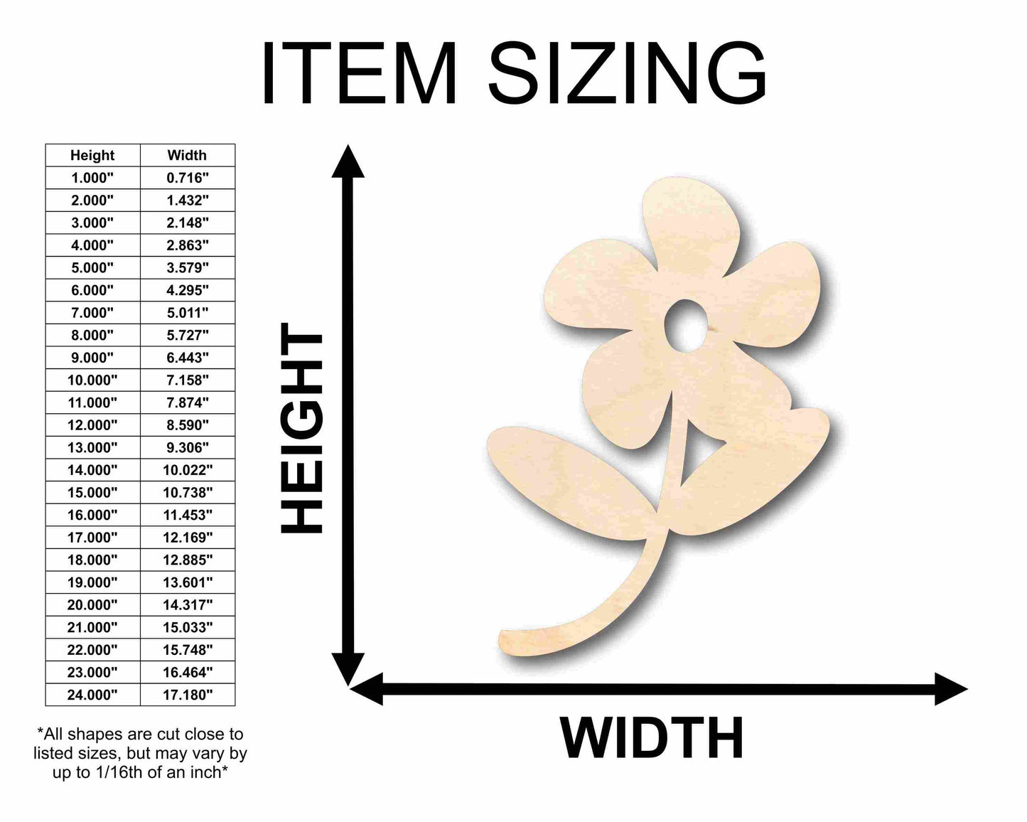 Unfinished Wood Flower Daisy Shape Silhouette - Craft- up to 46" DIY