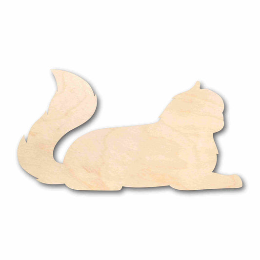 Unfinished Wood Fluffy Cat Silhouette - Craft- up to 46" DIY
