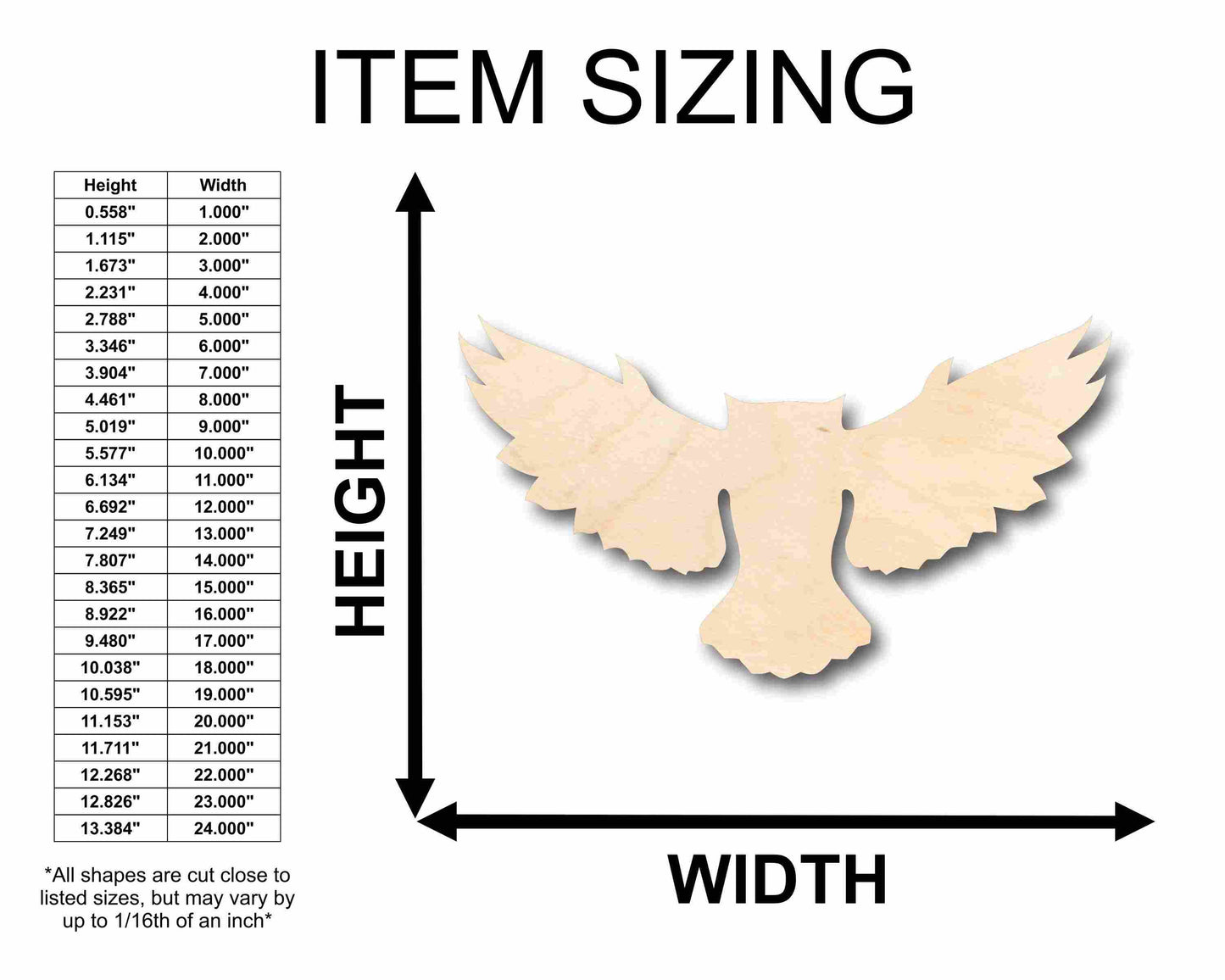 Unfinished Wood Flying Owl Silhouette - Craft- up to 46" DIY