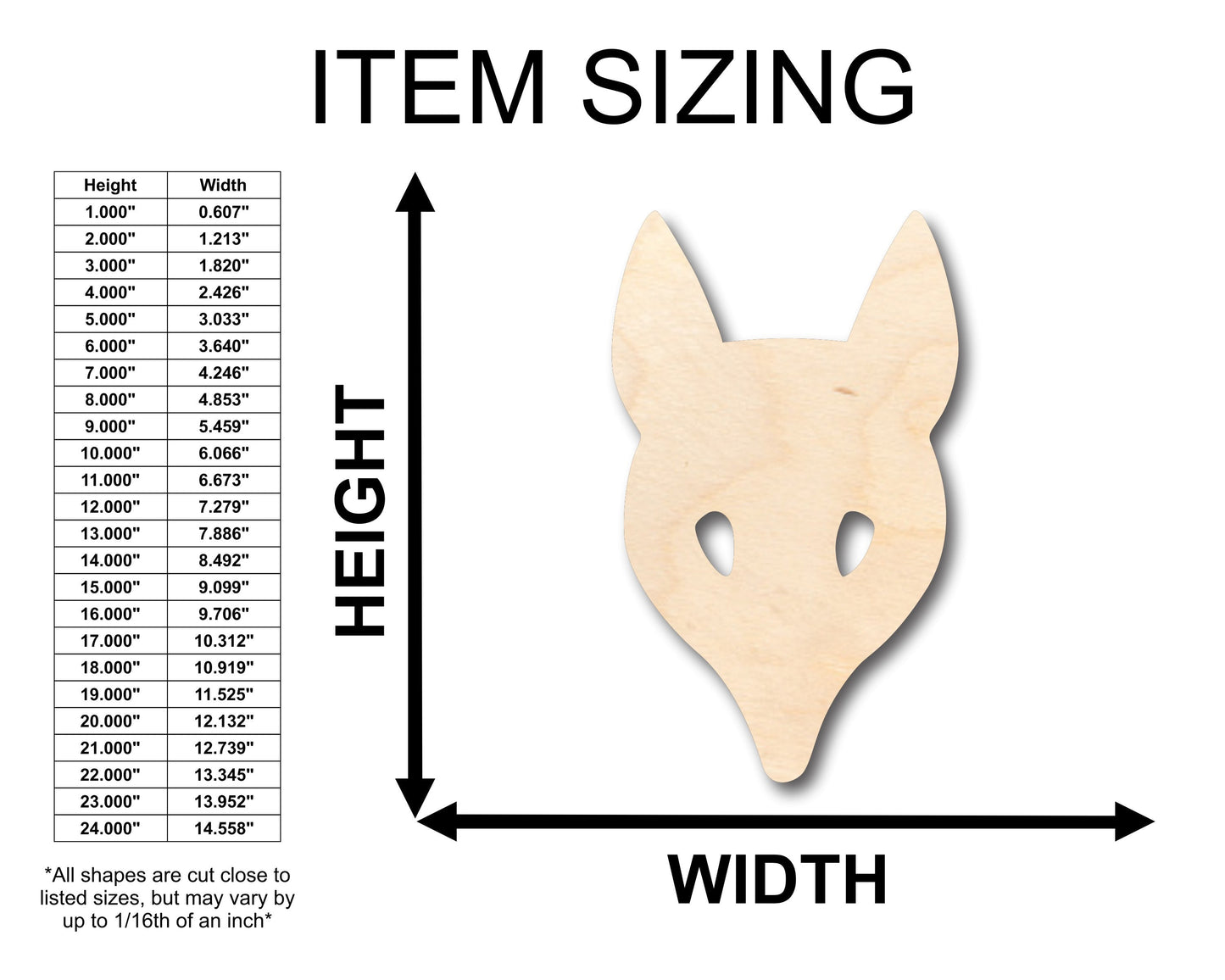 Unfinished Wood Fox Head Mask Shape - Craft - up to 46" DIY