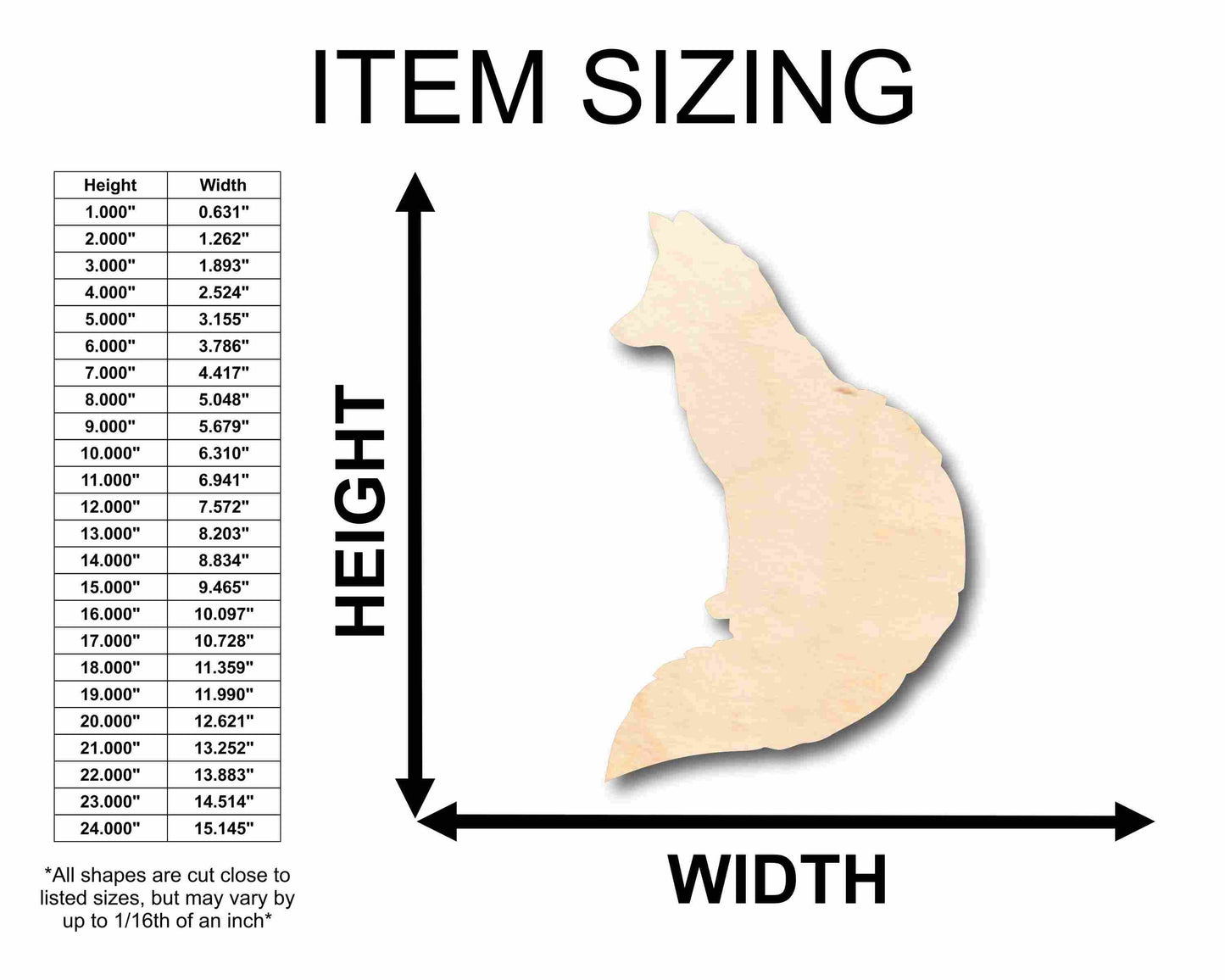 Unfinished Wood Fox Silhouette - Craft- up to 46" DIY