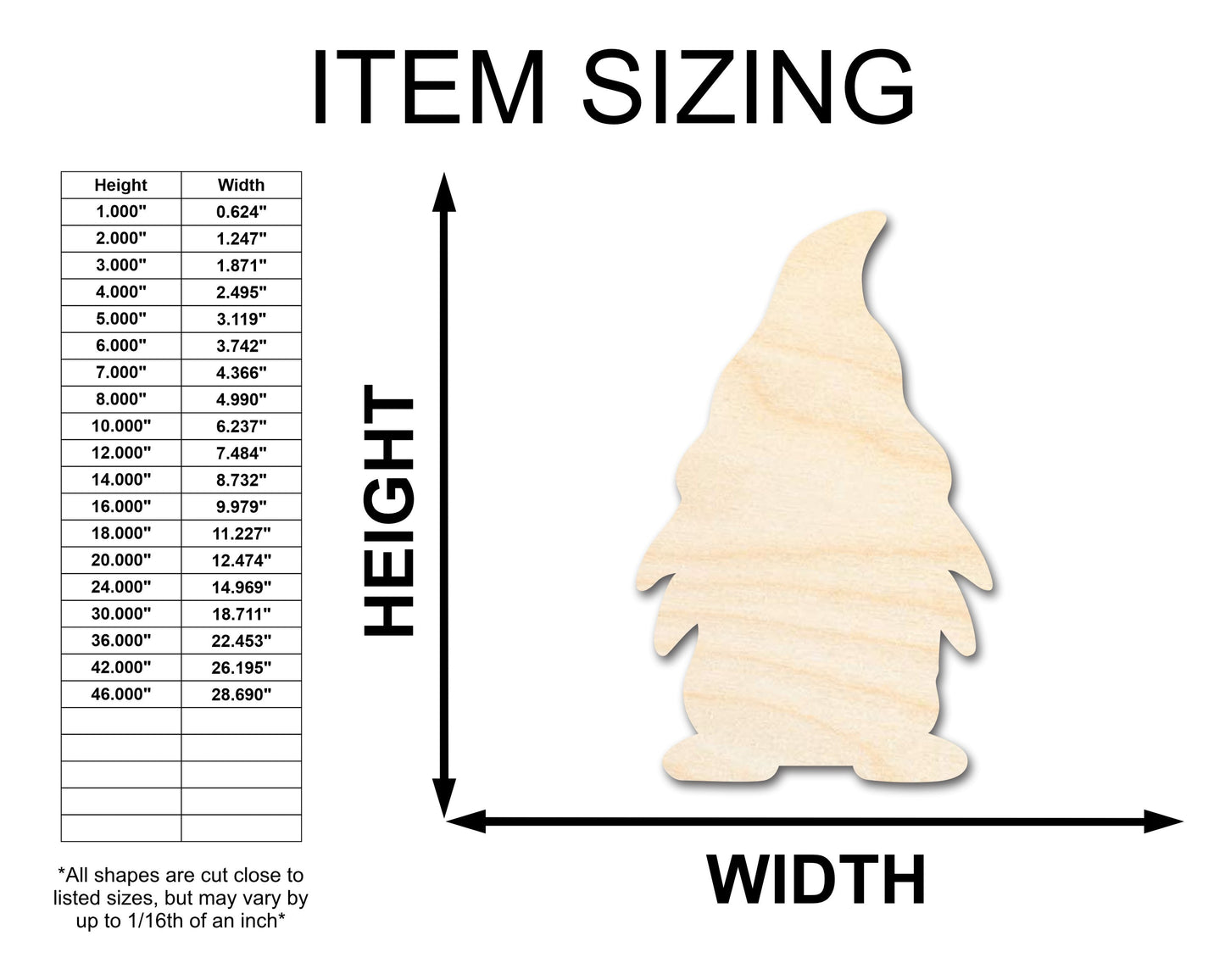 Unfinished Wood Garden Gnome Silhouette - Craft - up to 46" DIY