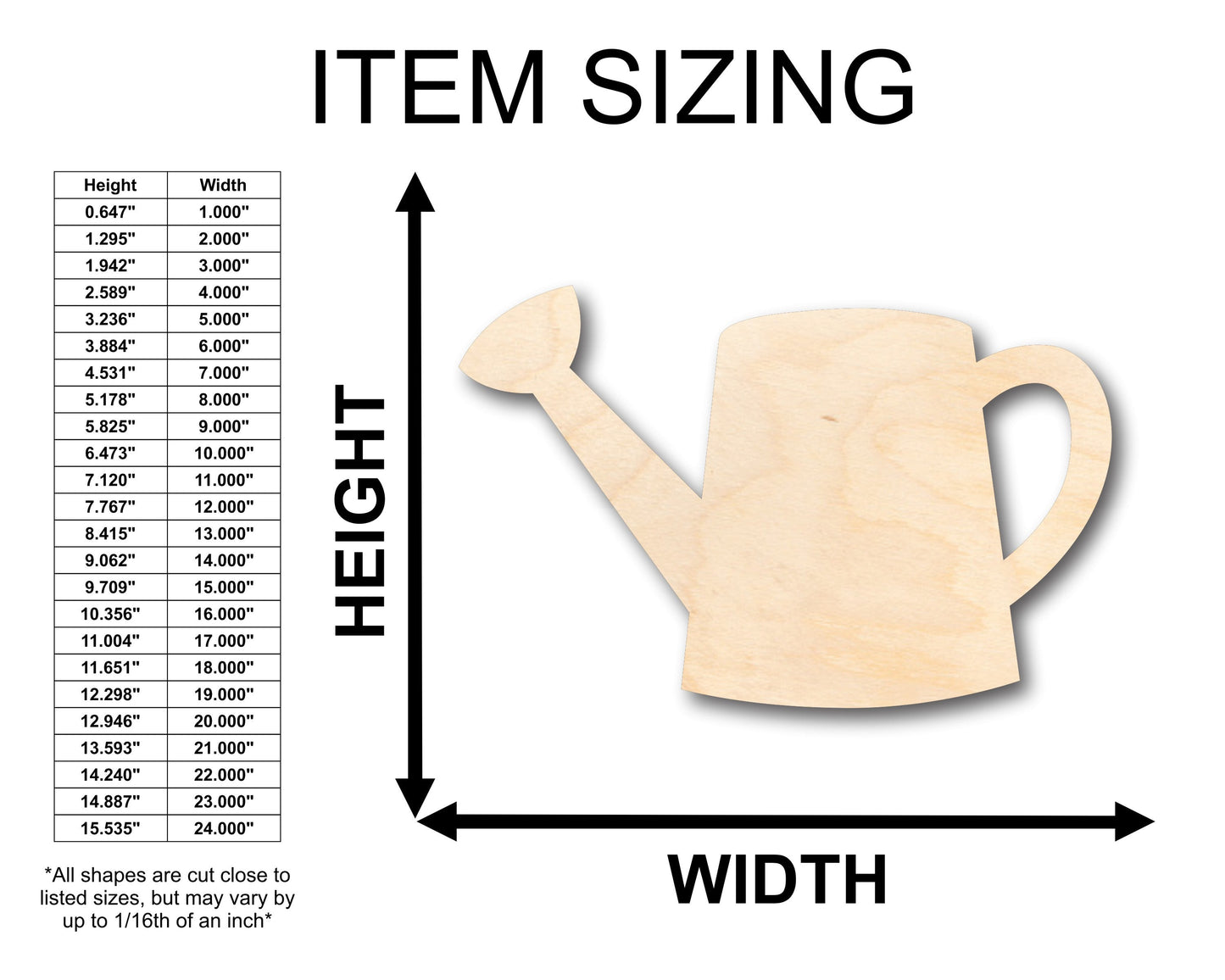 Unfinished Wood Garden Watering Can Shape - Craft - up to 46" DIY