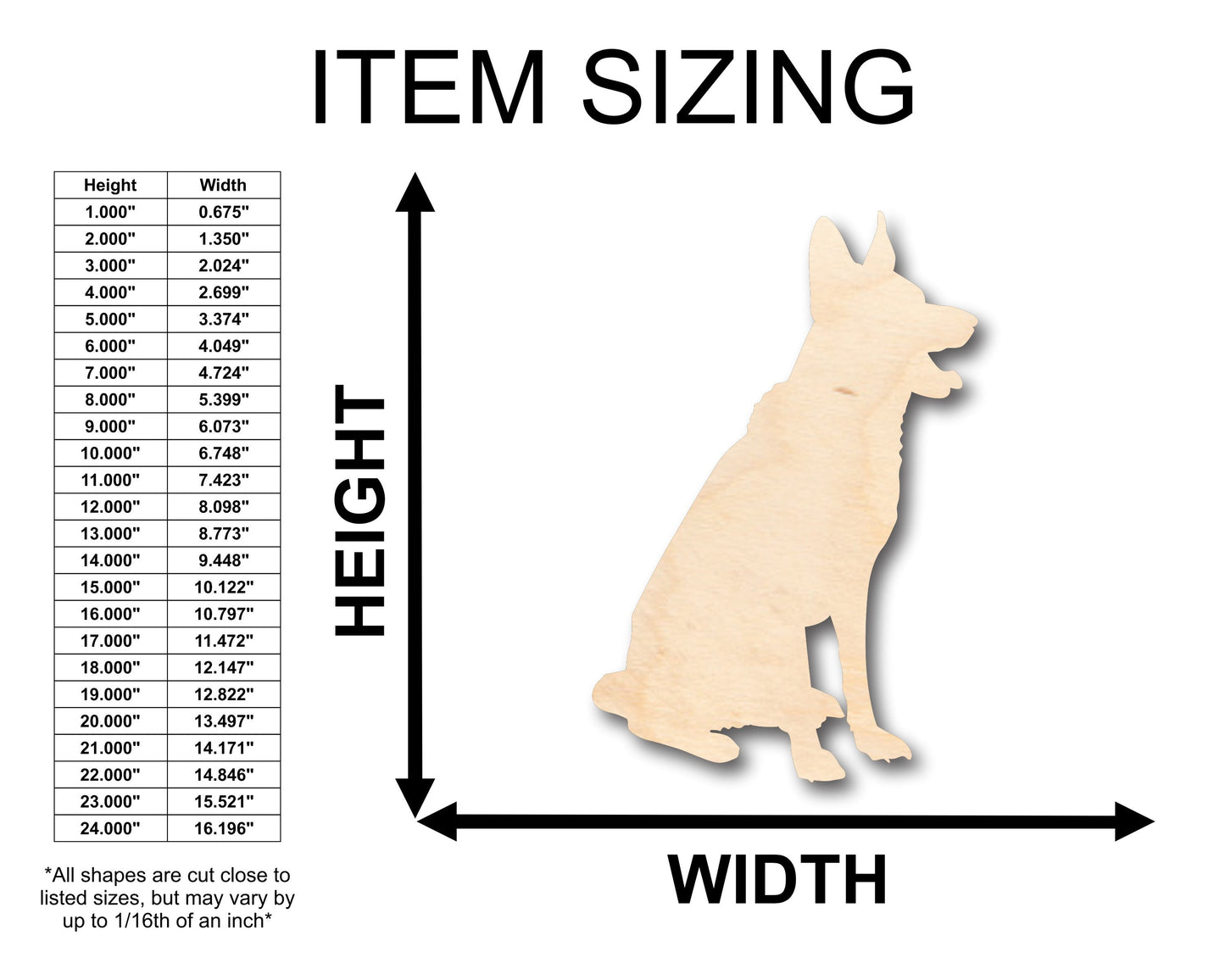 Unfinished Wood German Shepard Dog Shape - Craft - up to 46" DIY