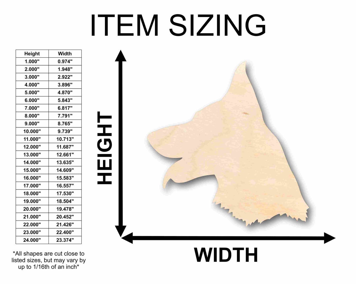 Unfinished Wood German Shepard Dog Silhouette - Craft- up to 46" DIY