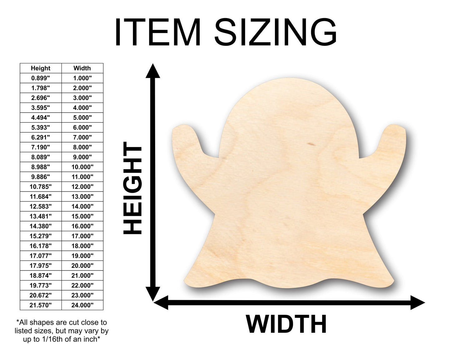 Unfinished Wood Ghost Halloween Shape - Craft - up to 46" DIY