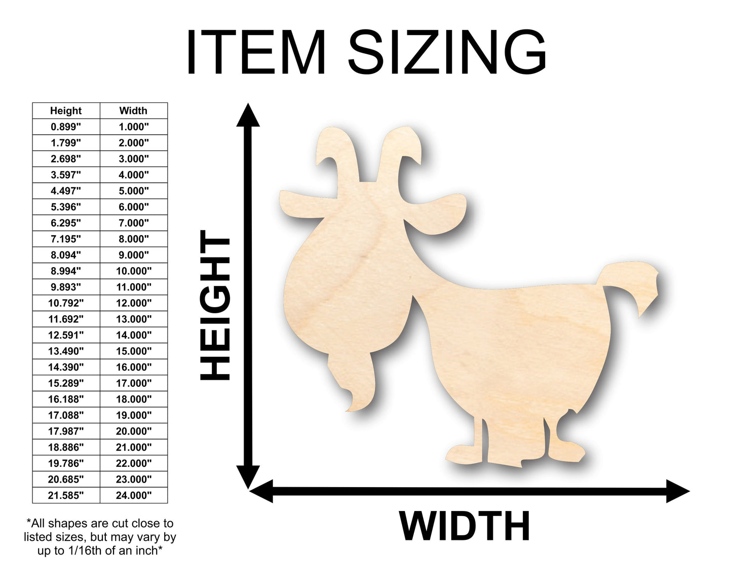 Unfinished Wood Billy Goat Farm Animal Shape - Craft - up to 46" DIY
