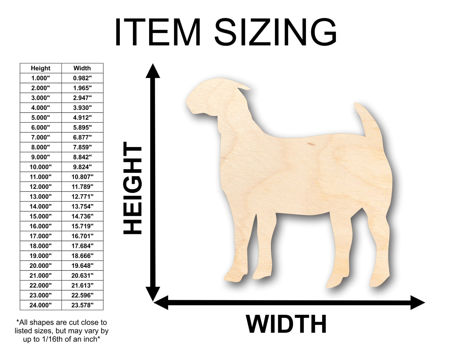 Unfinished Wood Goat Boer Farm Animal Shape - Craft - up to 46" DIY