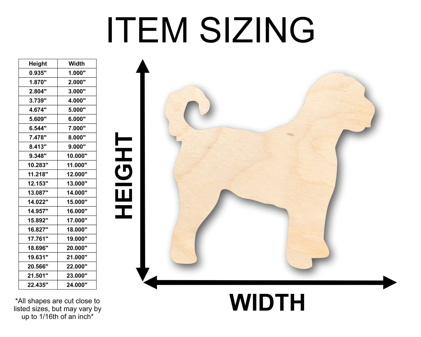Unfinished Wood Golden Doodle Dog Shape - Craft - up to 46" DIY