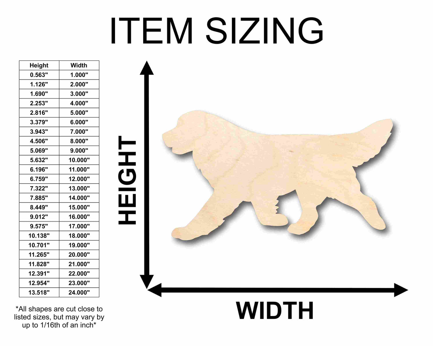Unfinished Wood Golden Retriever Dog Silhouette - Craft- up to 46" DIY