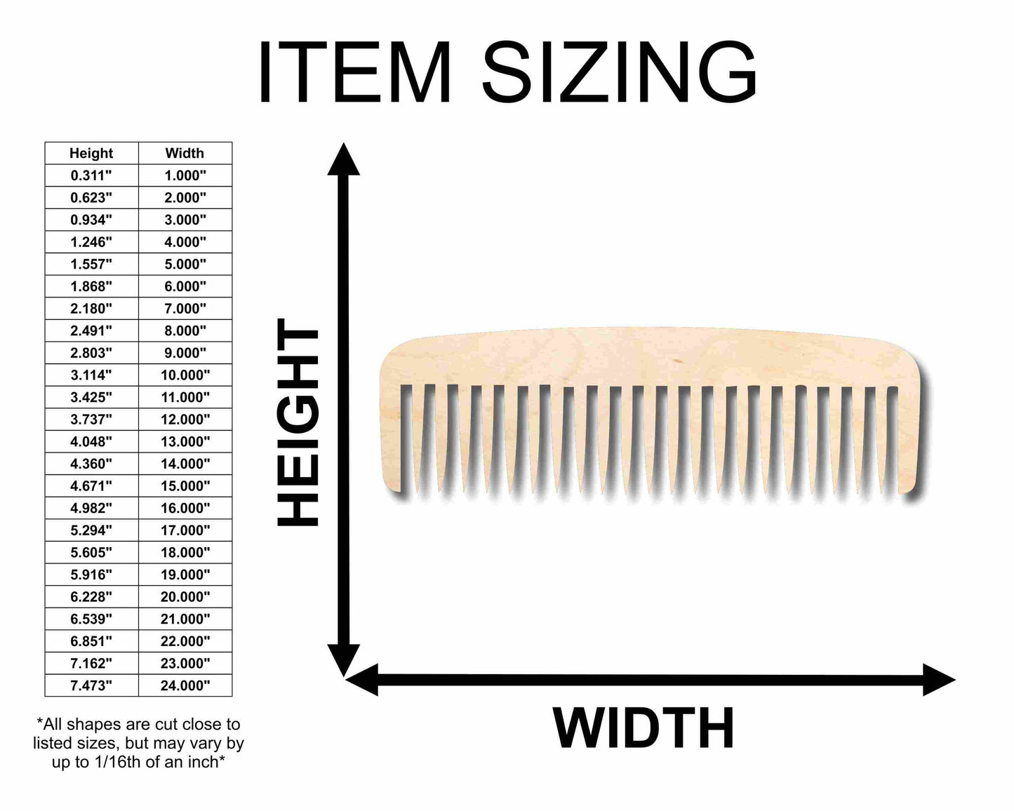 Unfinished Wood Hair Comb Silhouette - Craft- up to 46" DIY