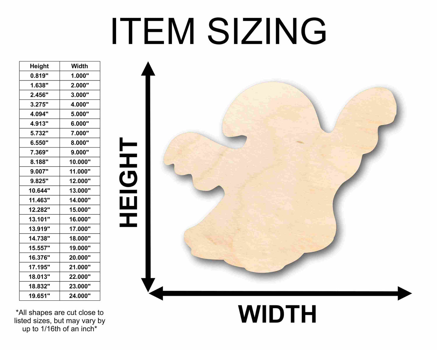 Unfinished Wood Halloween Ghost Silhouette - Craft- up to 46" DIY