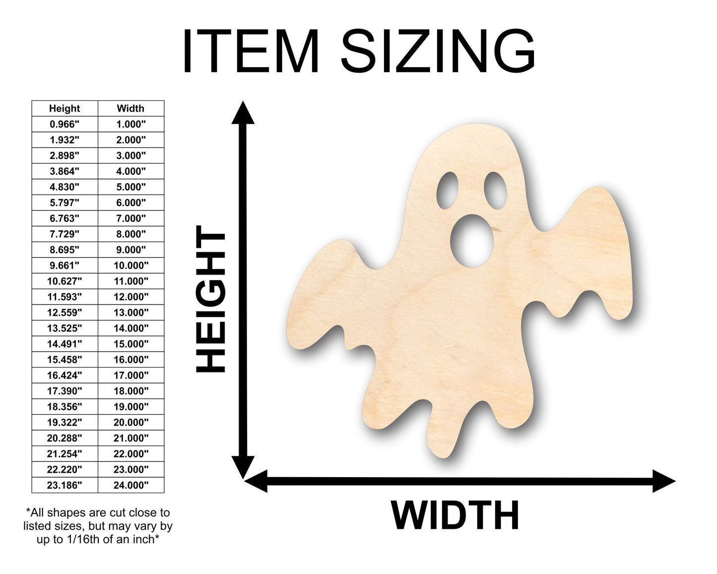 Unfinished Wood Halloween Ghost Shape - Craft - up to 46" DIY