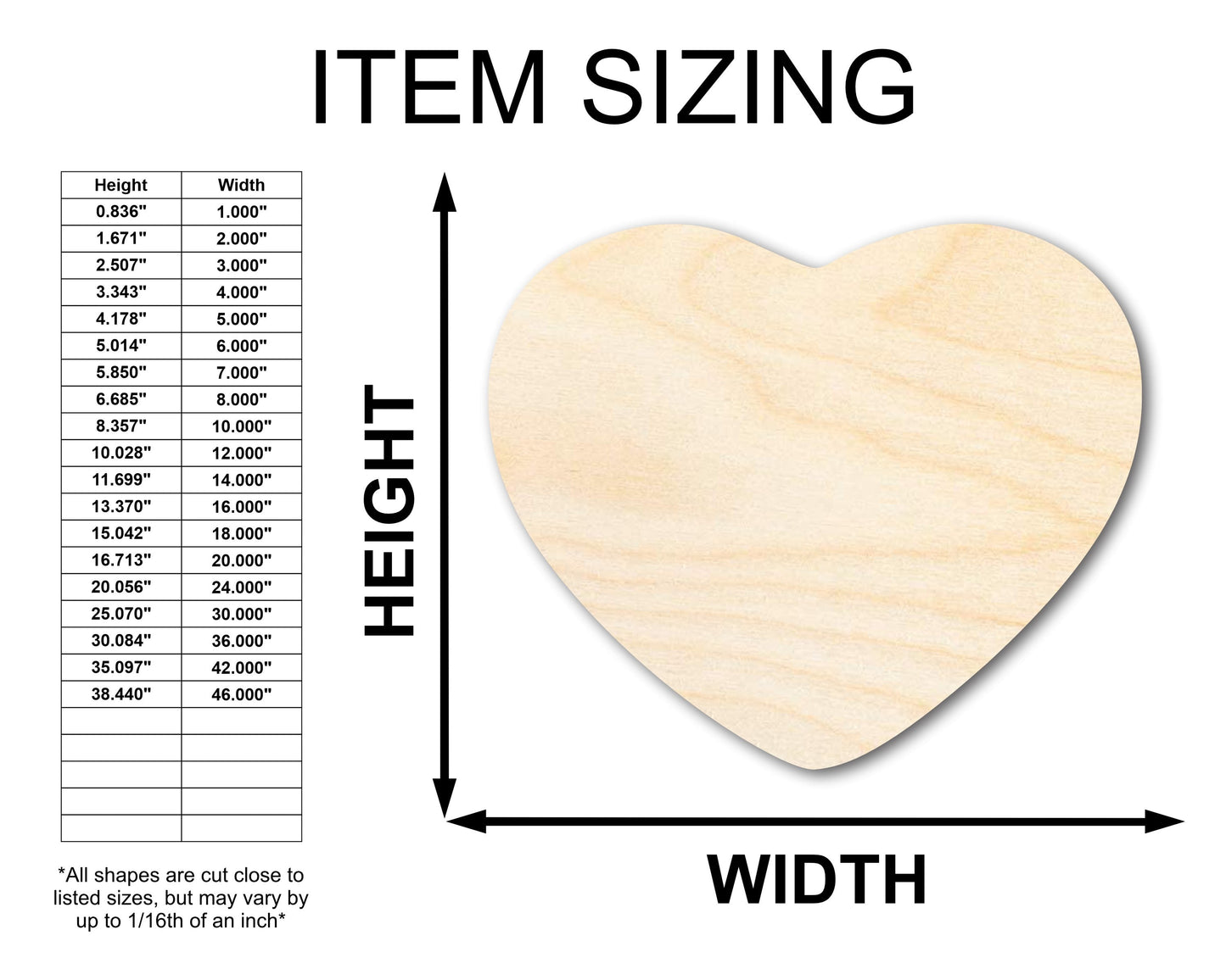 Unfinished Wood Marshmallow Heart Silhouette - Craft - up to 46" DIY