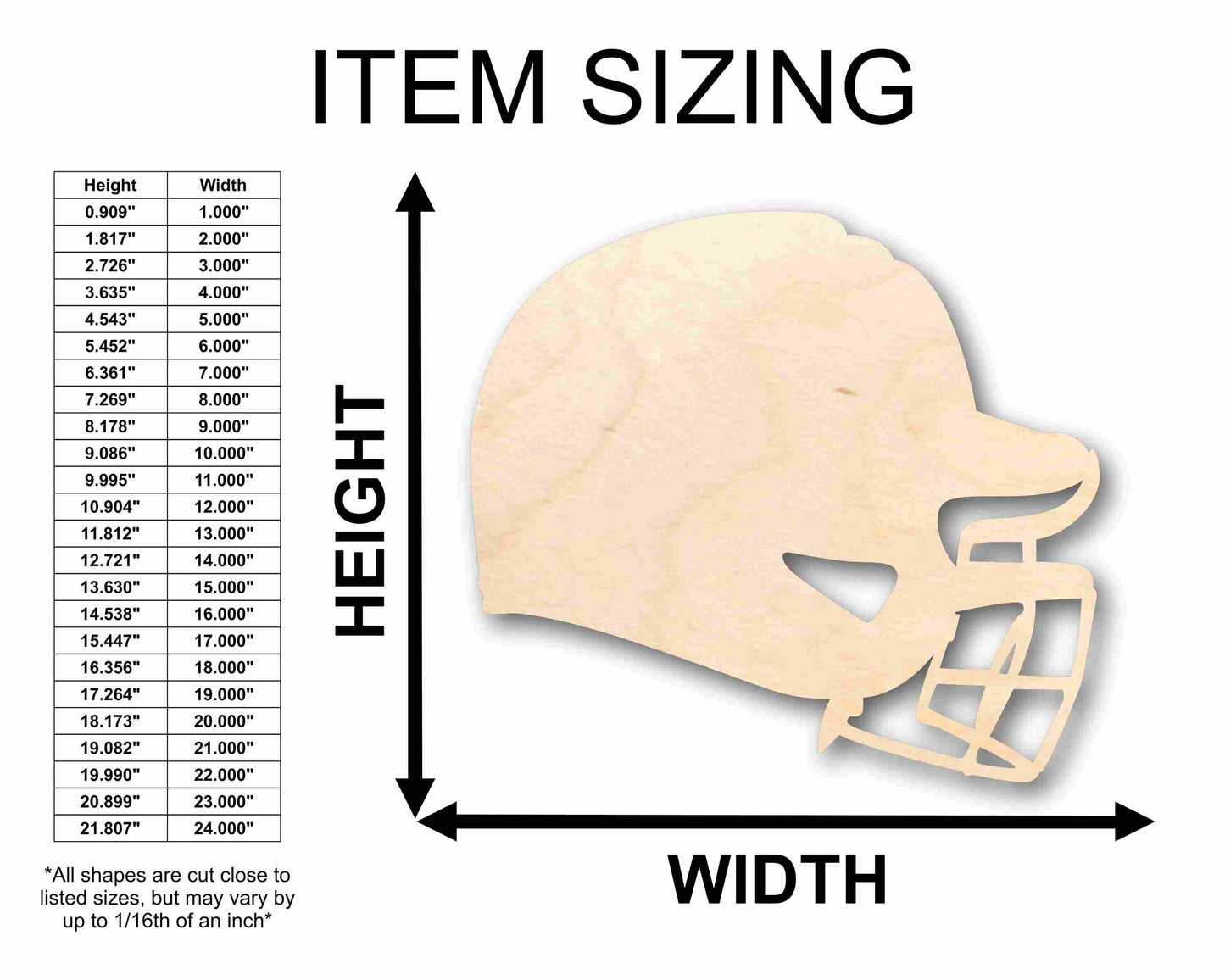Unfinished Wood Baseball Helmet Silhouette - Craft- up to 46" DIY