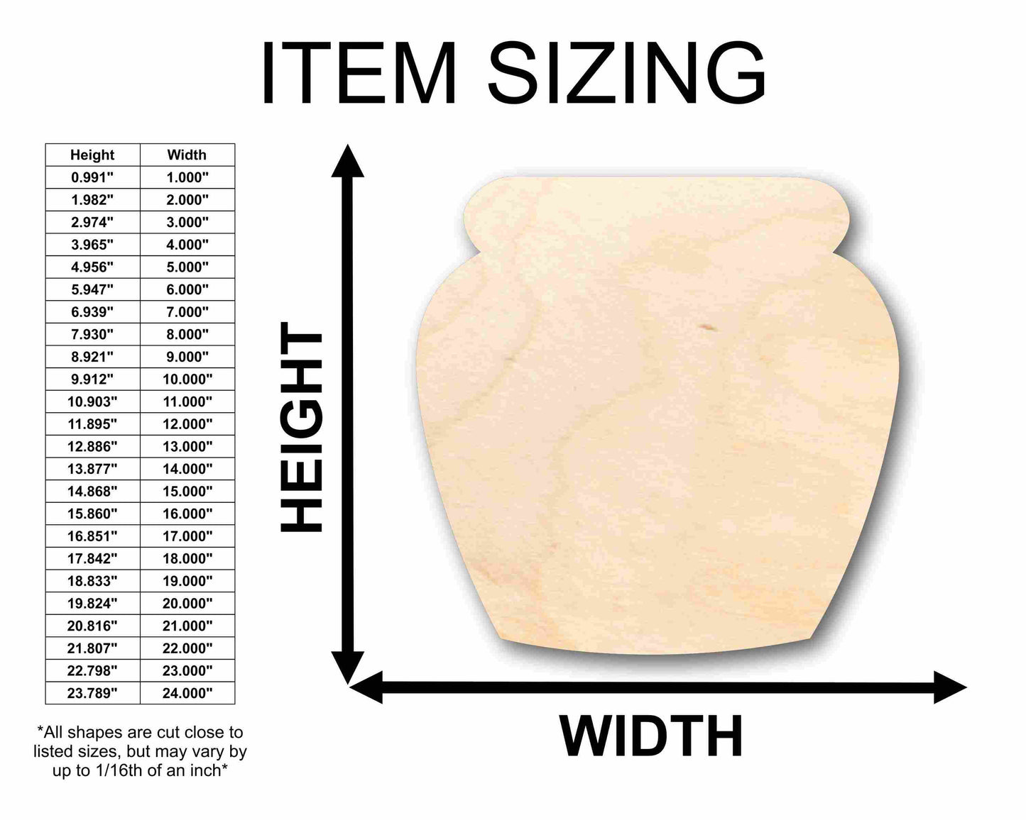 Unfinished Wood Honey Pot Flower Pot Silhouette - Craft- up to 46" DIY