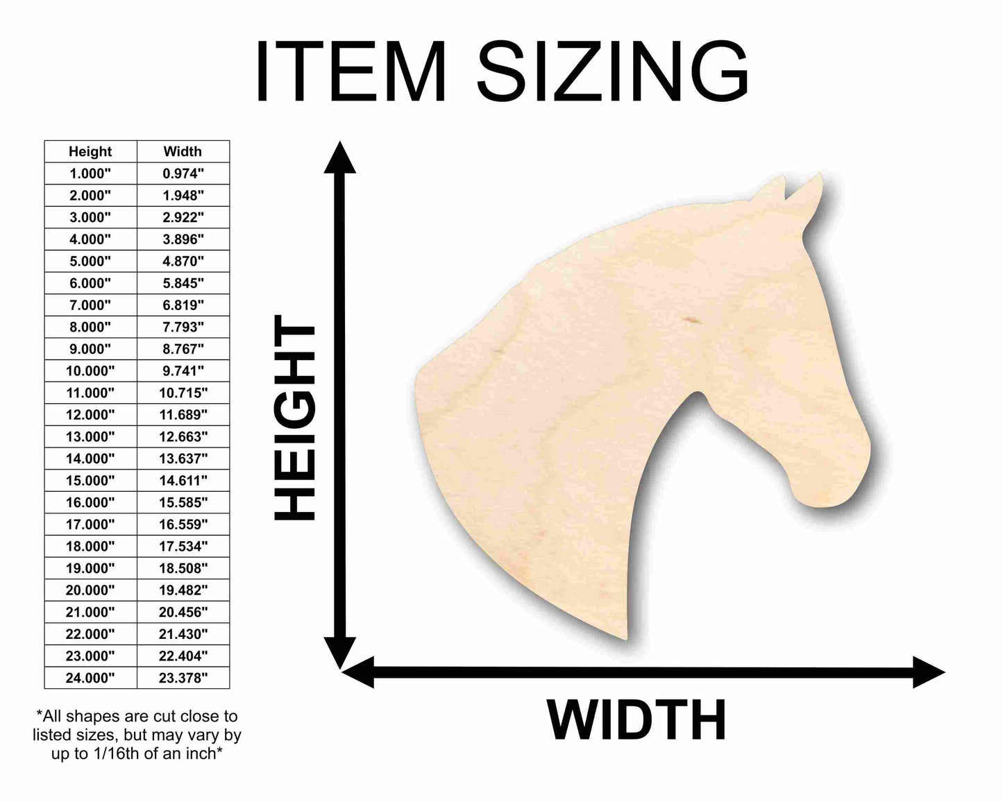 Unfinished Wood Horse Head Silhouette - Craft- up to 46" DIY