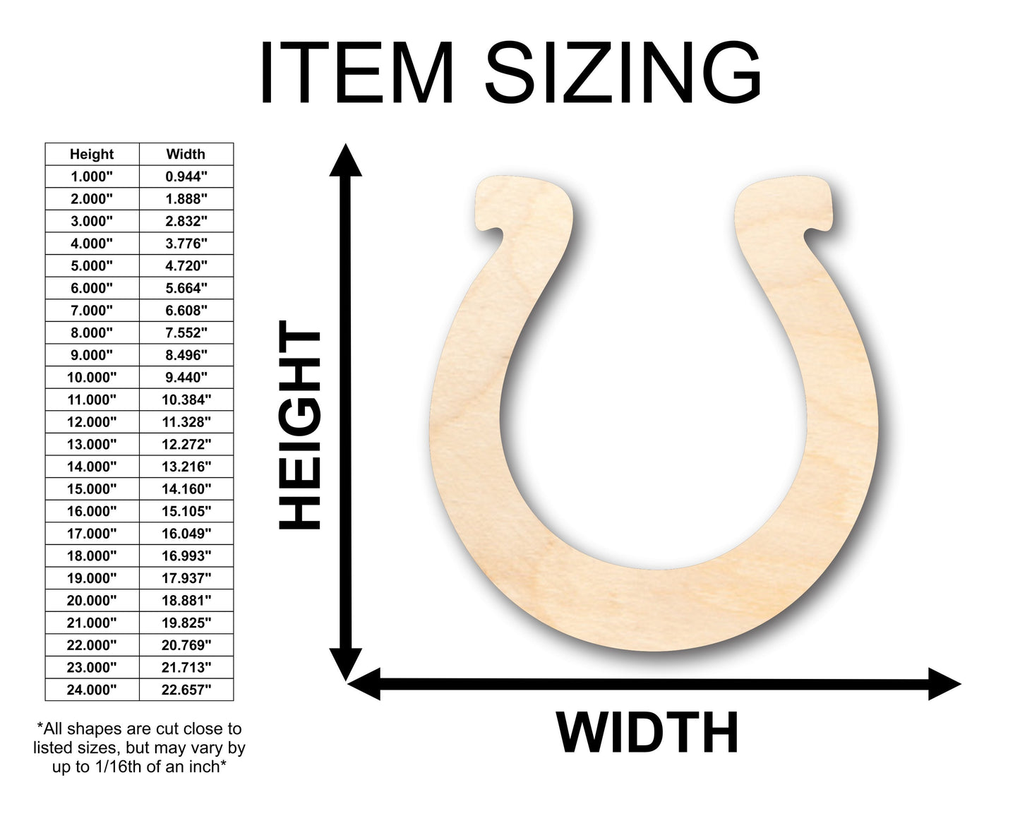 Unfinished Wood Horseshoe Shape - Craft - up to 46" DIY