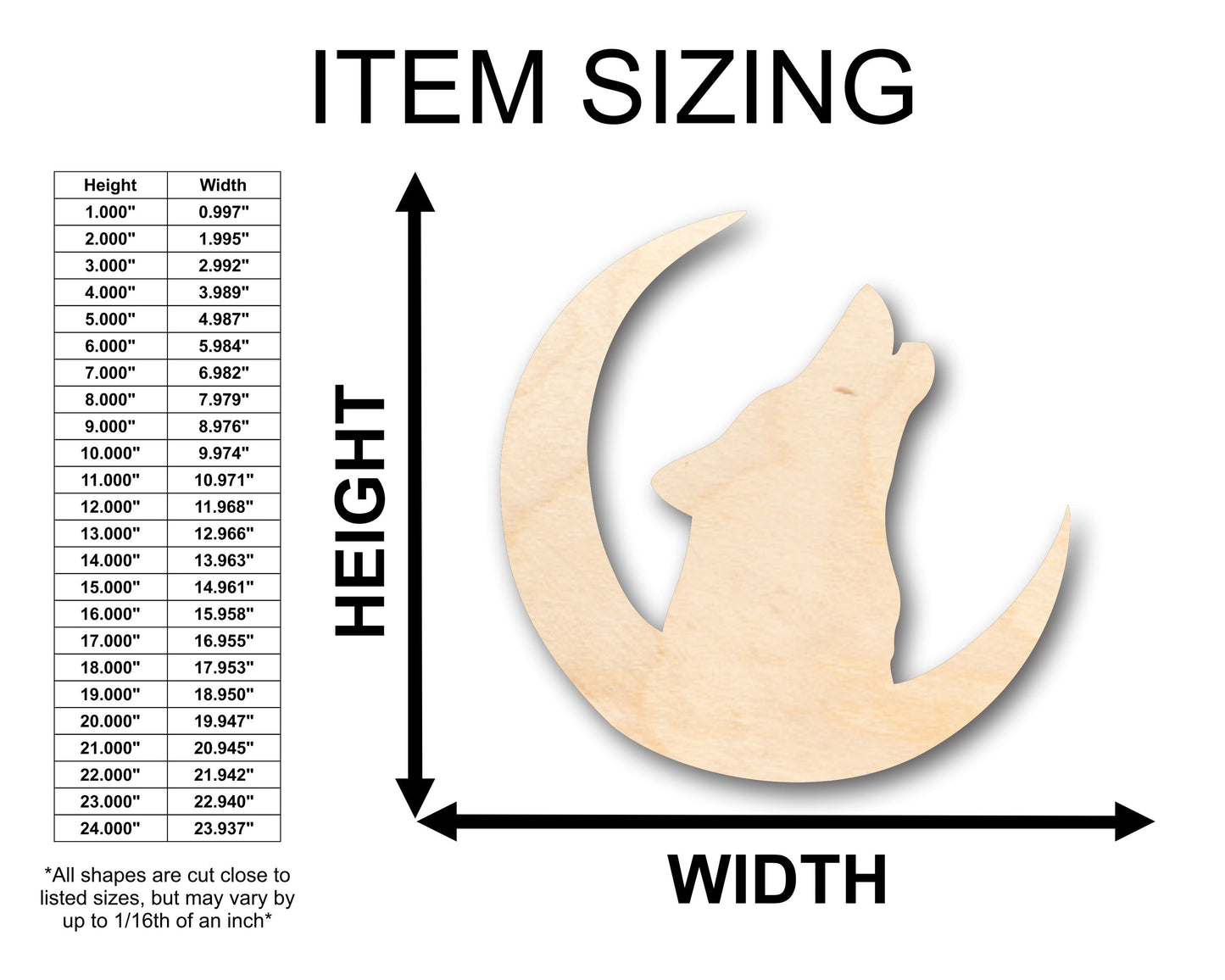 Unfinished Wood Howling Wolf Woodland Wildlife Shape - Craft - up to 46" DIY