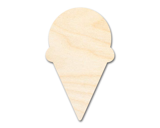 Unfinished Wood Ice Cream Cone Silhouette | Single Scoop | Craft Cutout | up to 46" DIY