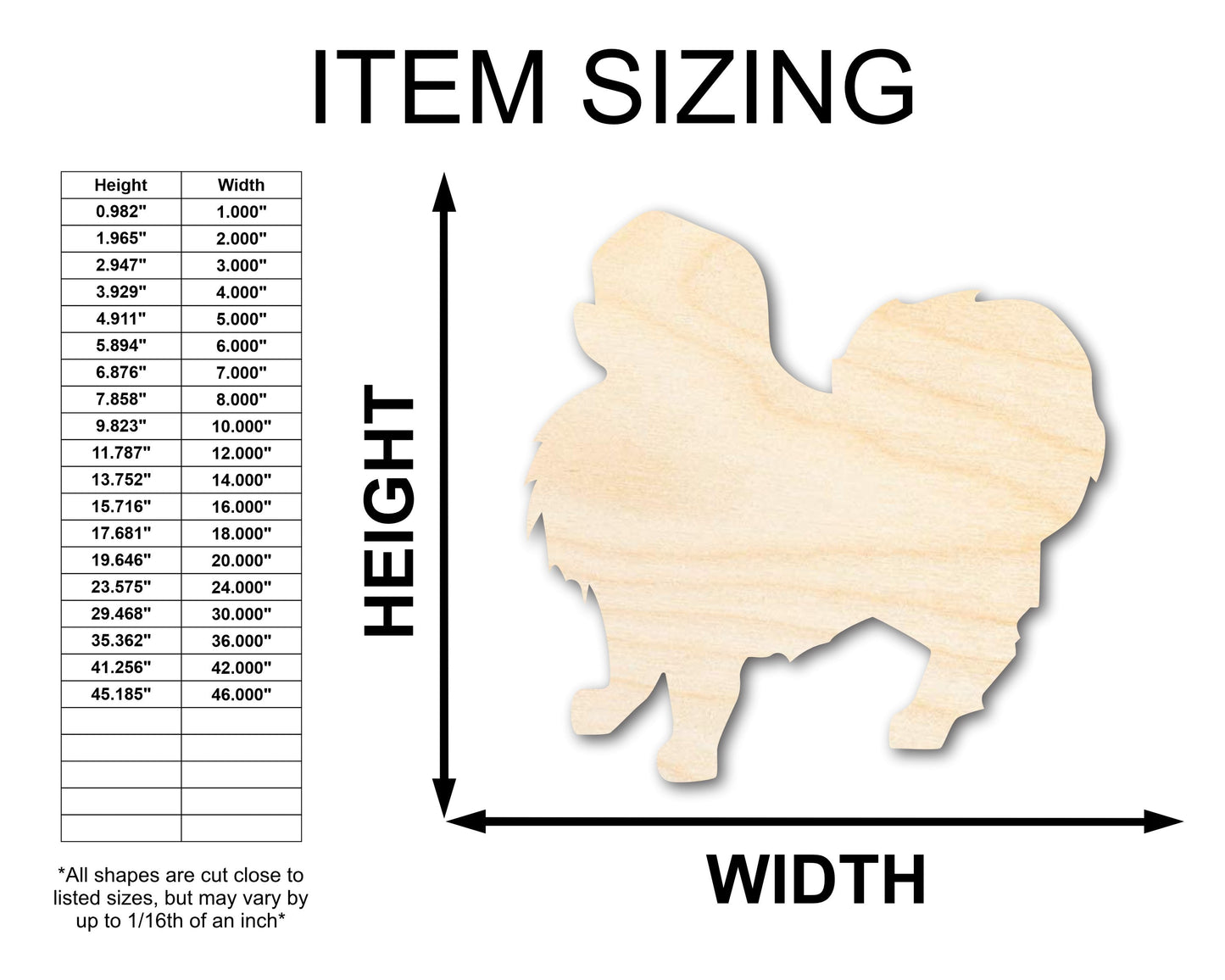 Unfinished Wood Japanese Chin Shape - Pet Craft - up to 46"