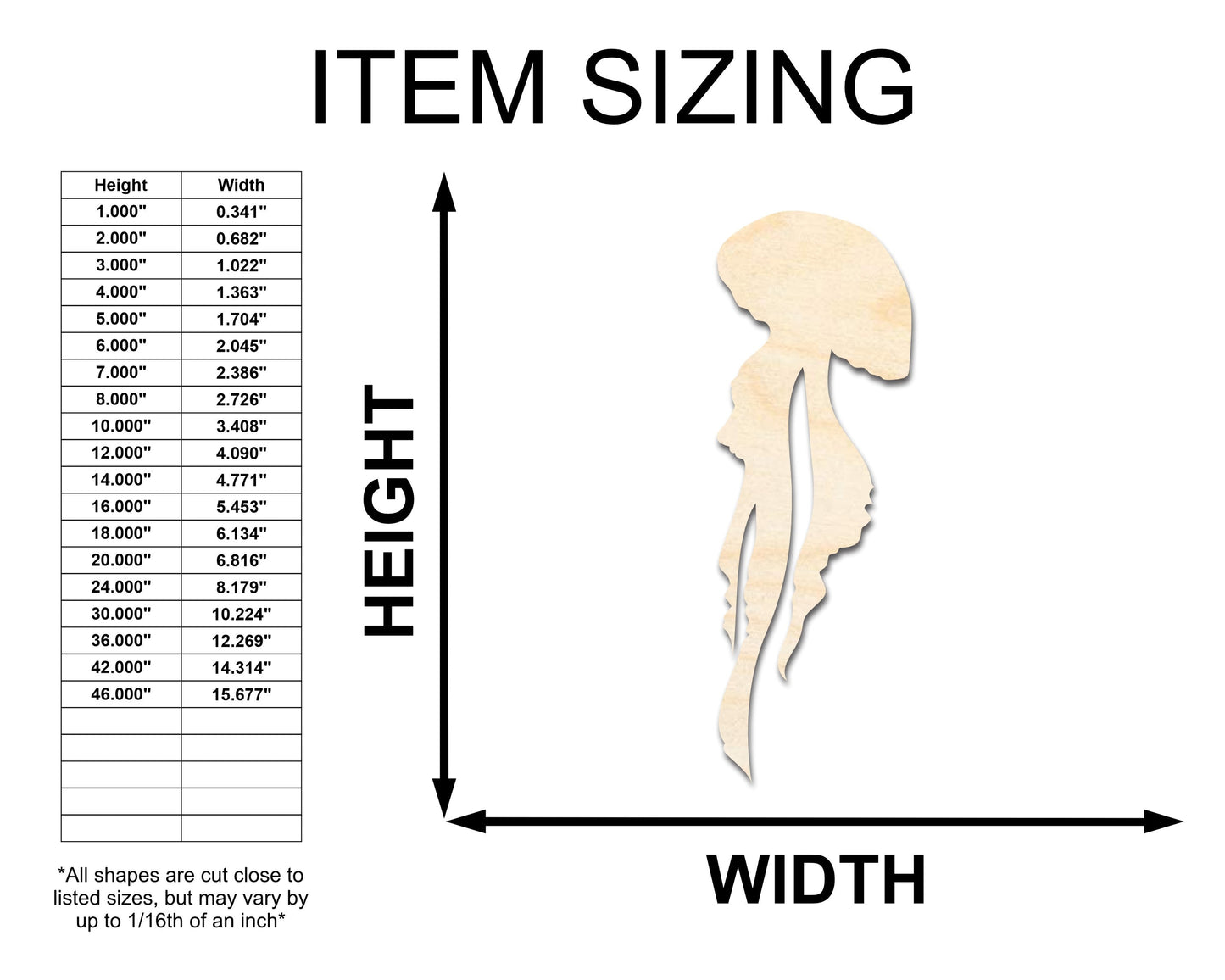 Unfinished Wood Jellyfish Silhouette - Craft - up to 46" DIY