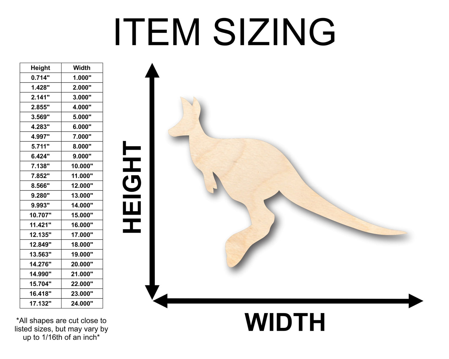 Unfinished Wood Kangaroo Australian Wildlife Shape - Craft - up to 46" DIY