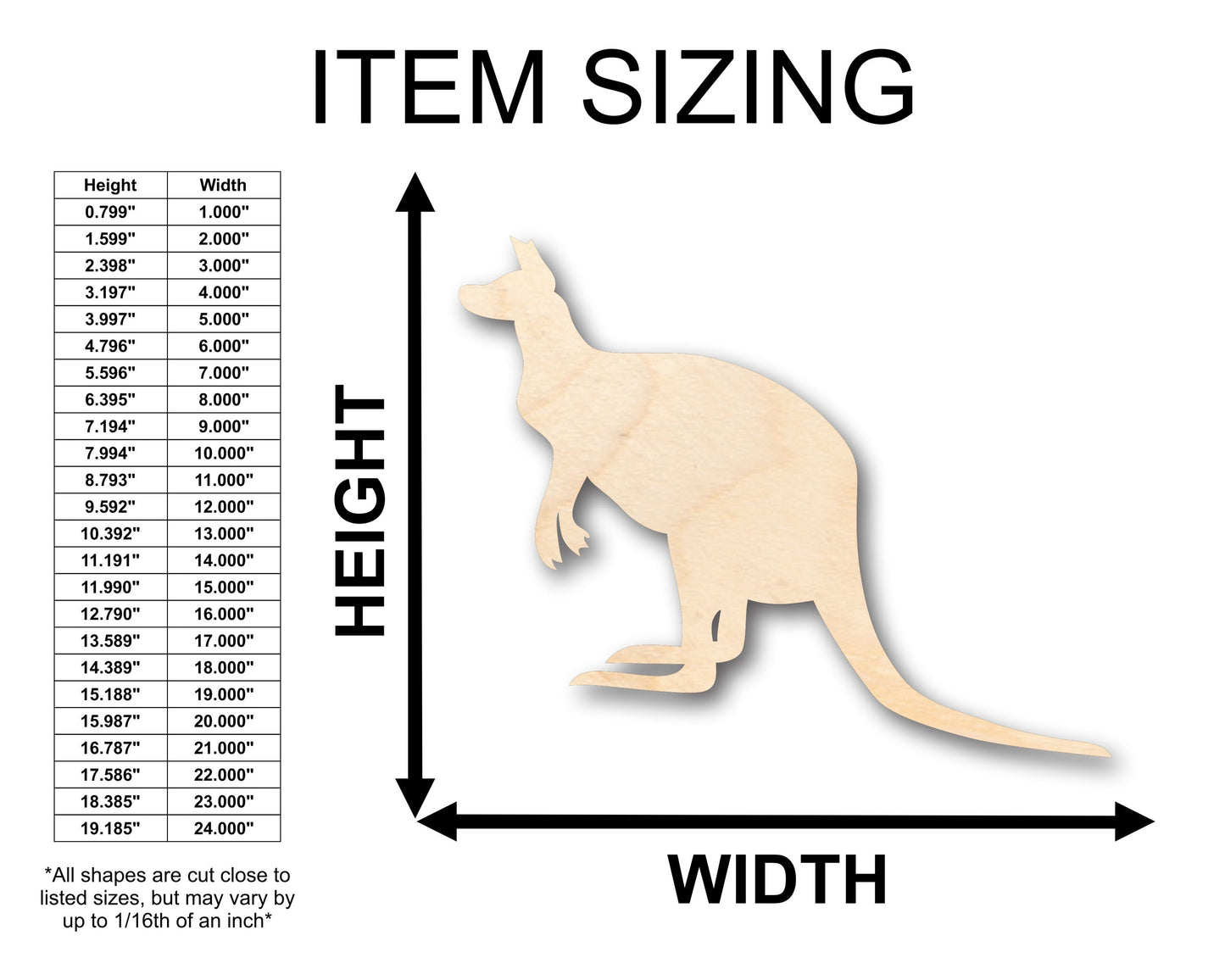 Unfinished Wood Kangaroo Australian Wildlife Shape - Craft - up to 46" DIY
