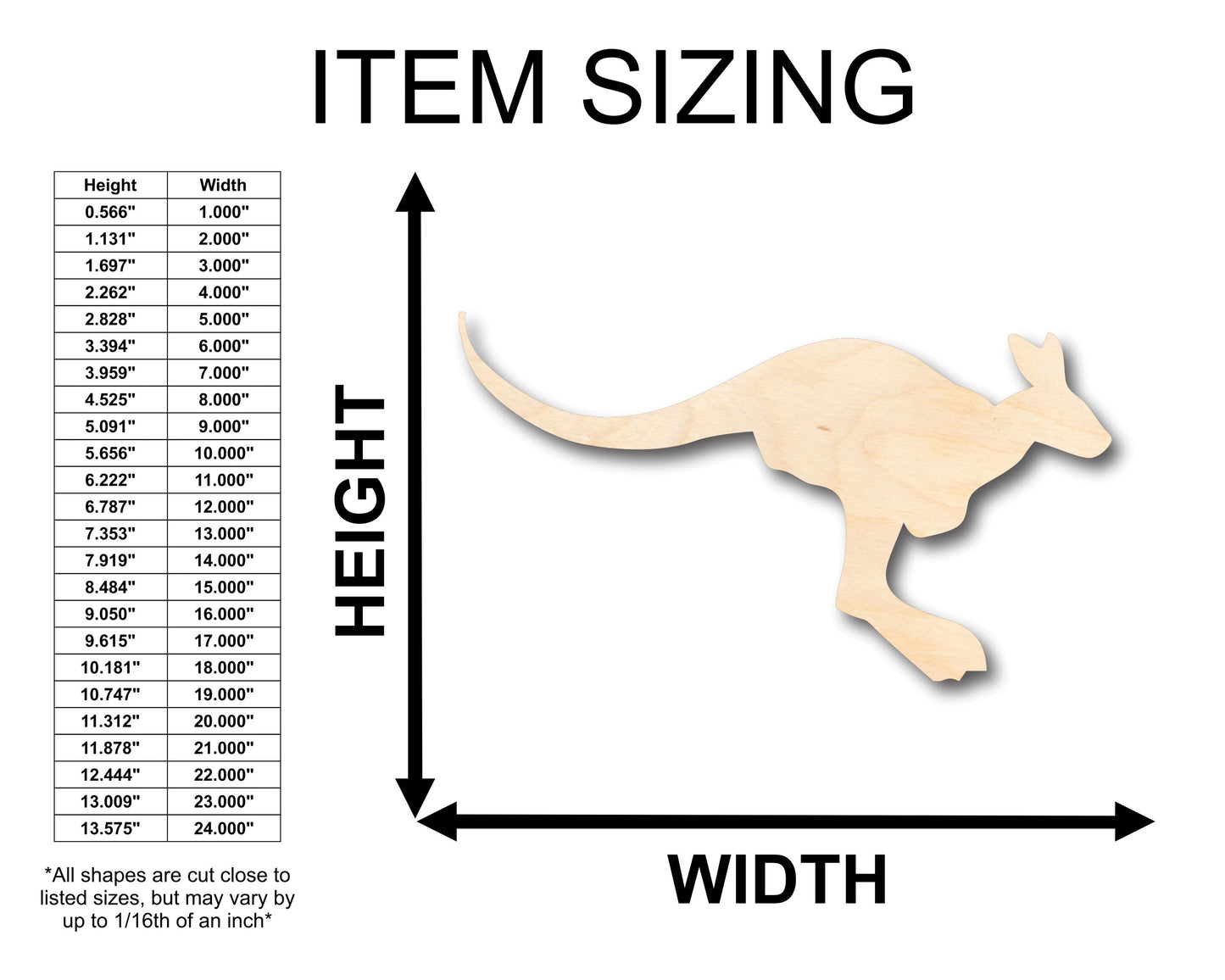 Unfinished Wood Kangaroo Australian Wildlife Shape - Craft - up to 46" DIY