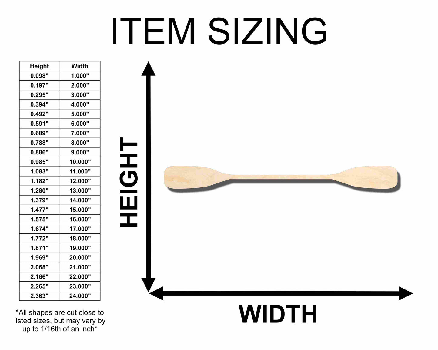 Unfinished Wood Kayak Oars Silhouette - Craft- up to 46" DIY