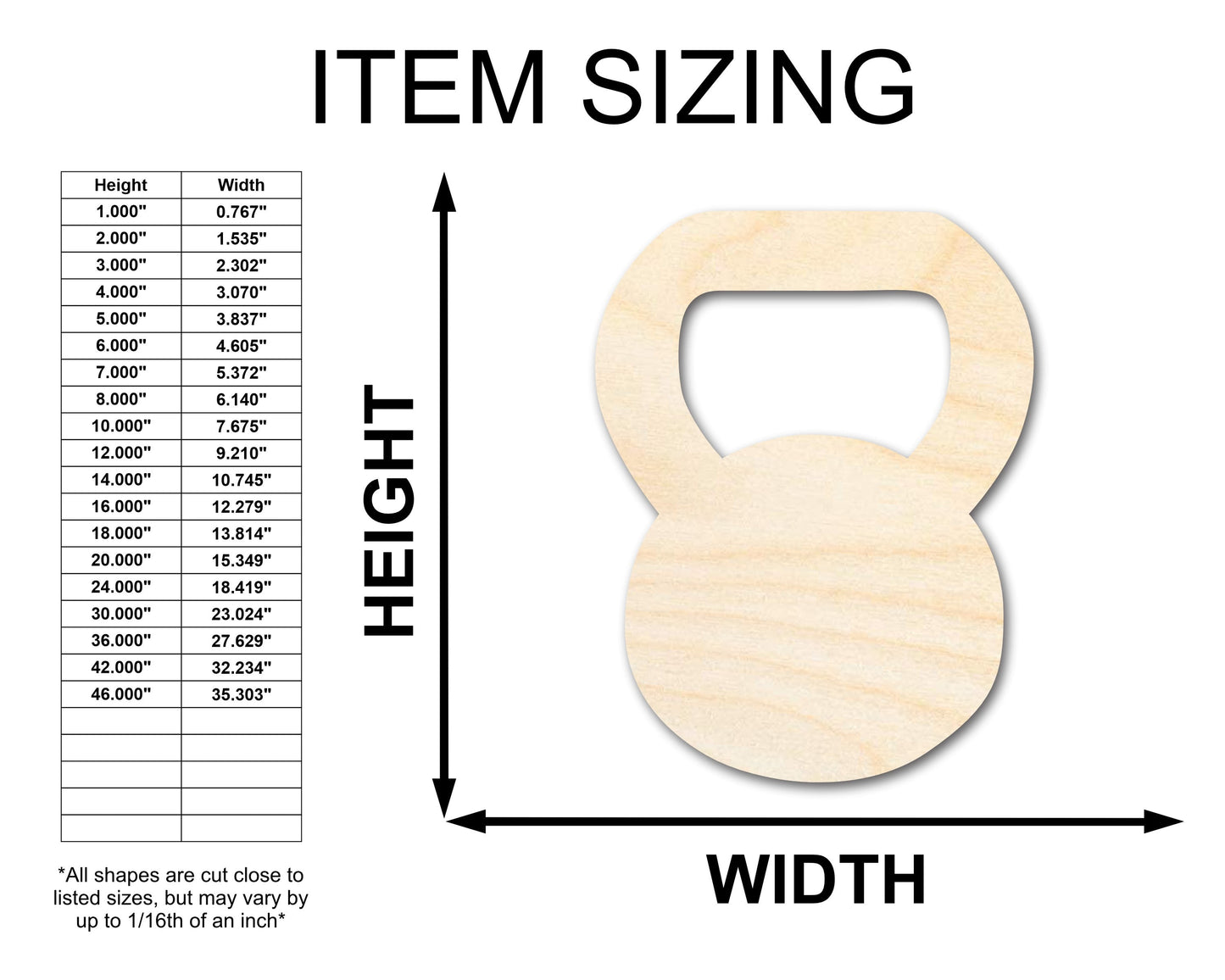 Unfinished Wood Kettle Ball Shape | Fitness Craft Cutout | up to 46" DIY