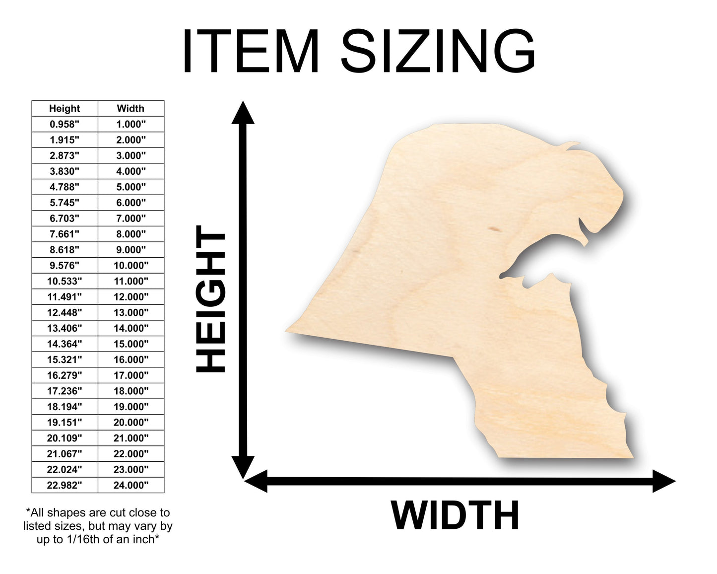 Unfinished Wood Kuwait Country Shape - Craft - up to 46" DIY