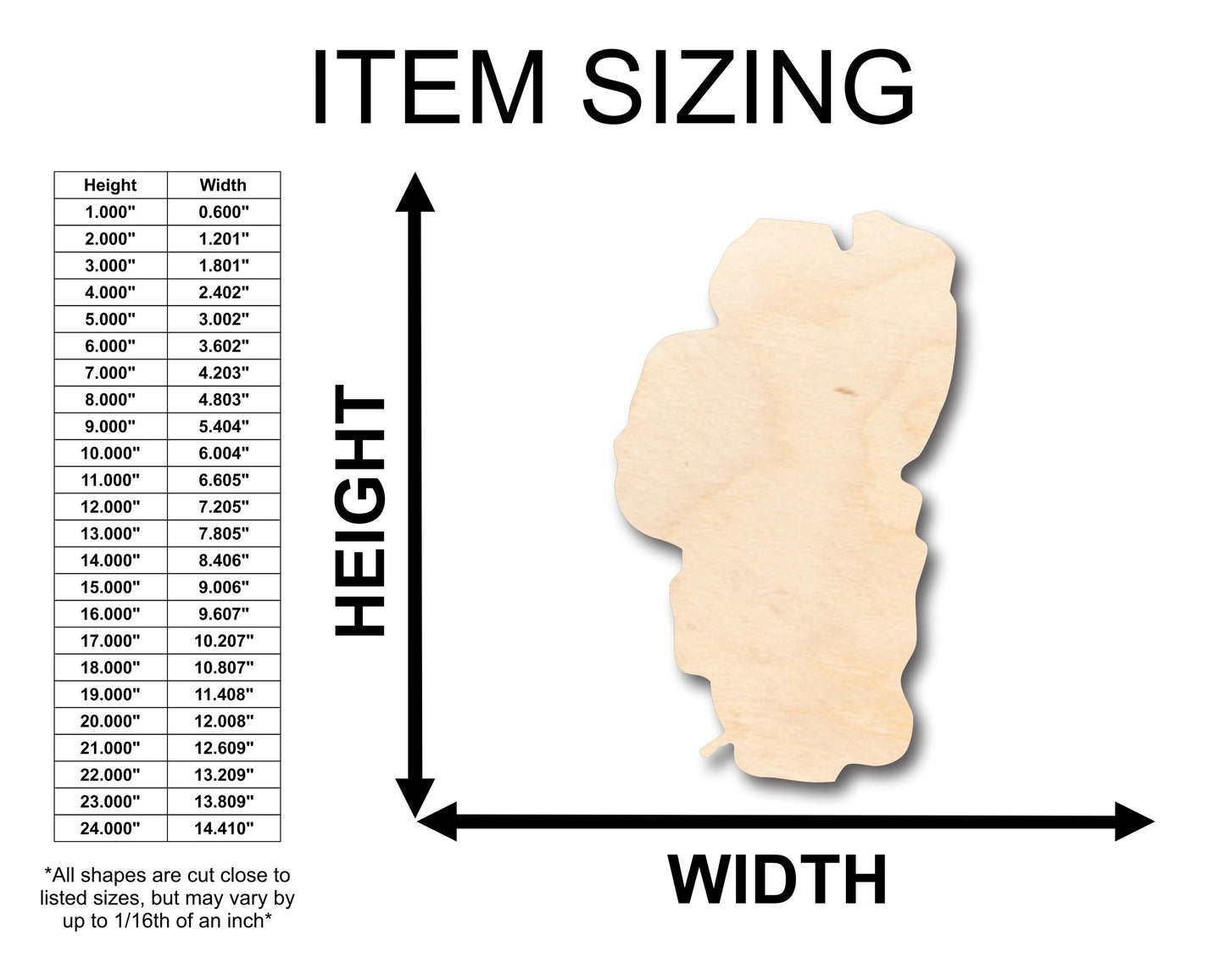 Unfinished Wood Lake Tahoe Shape - Craft - up to 46" DIY