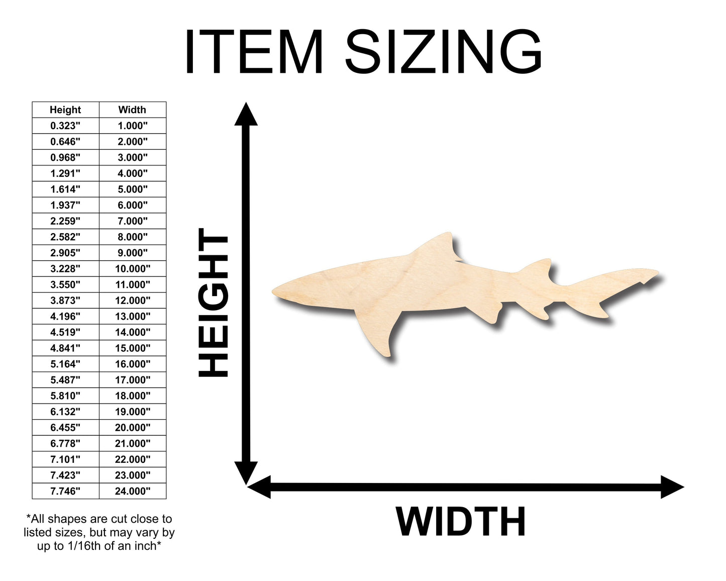 Unfinished Wood Lemon Shark Shape - Craft - up to 46" DIY