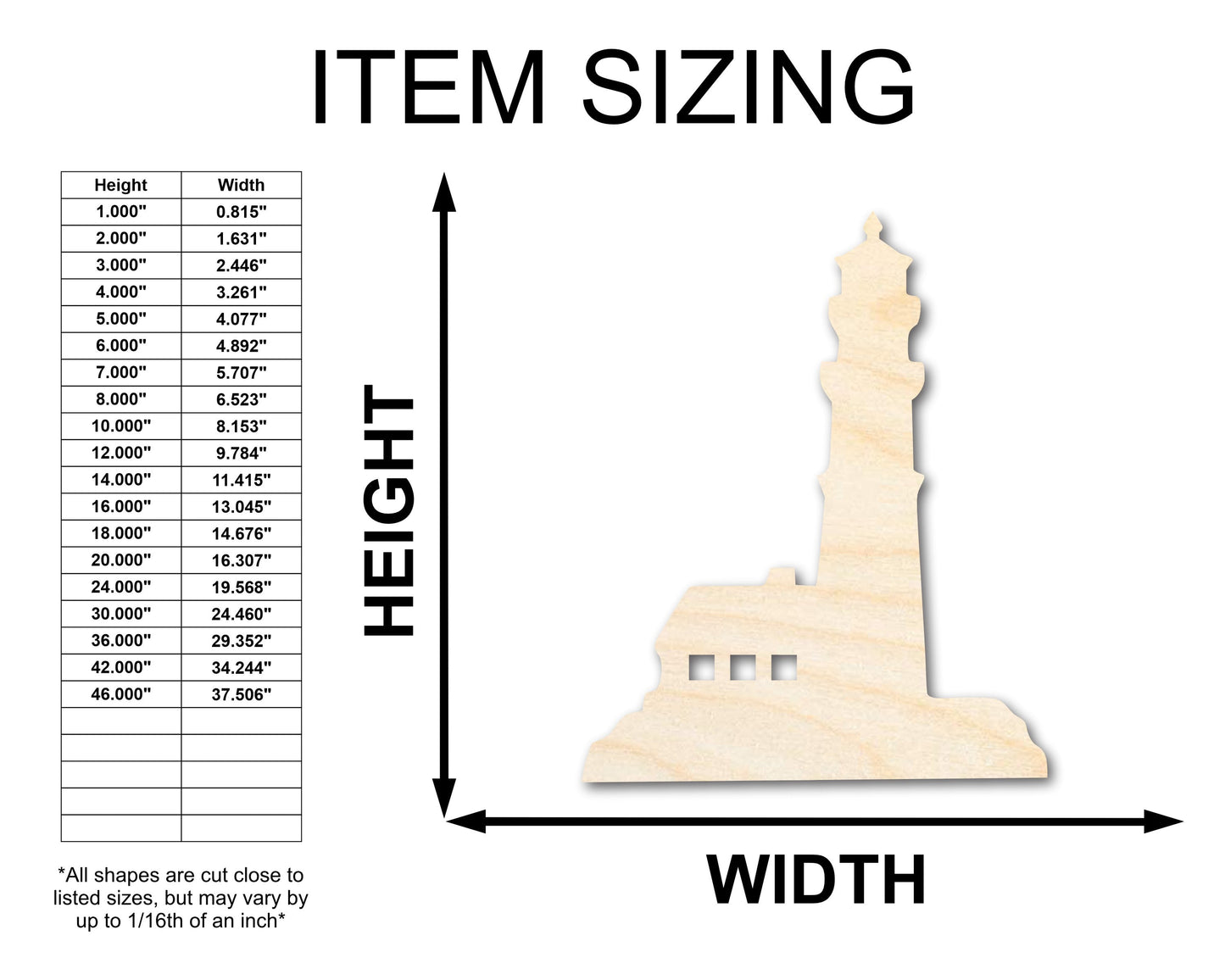 Unfinished Wood Lighthouse Silhouette - Craft - up to 46" DIY