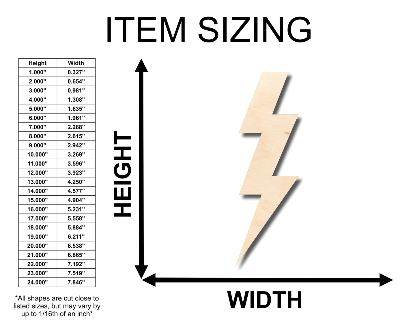 Unfinished Wood Lightening Bolt Shape - Craft - up to 46" DIY