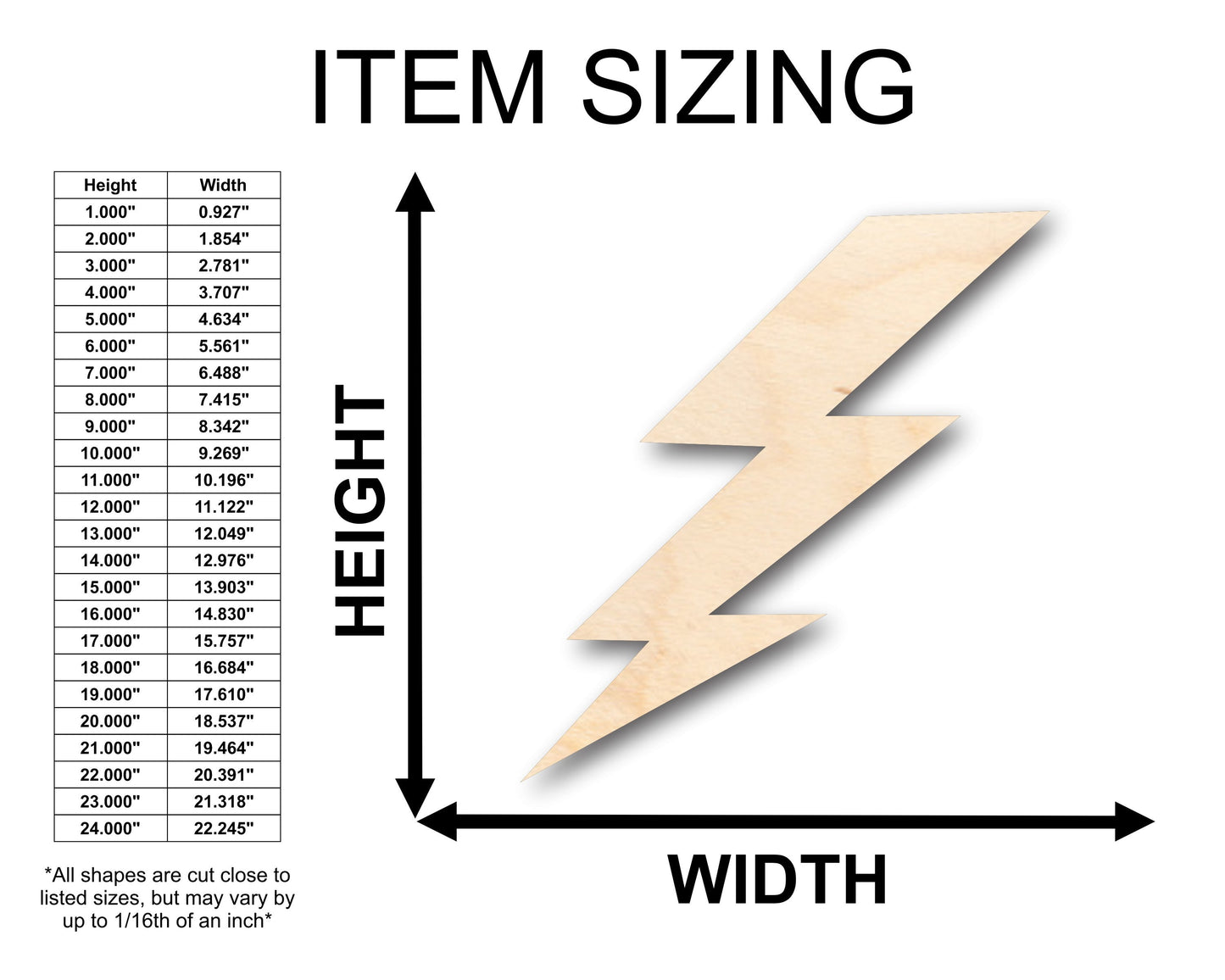 Unfinished Wood Lightening Bolt Shape - Craft - up to 46" DIY